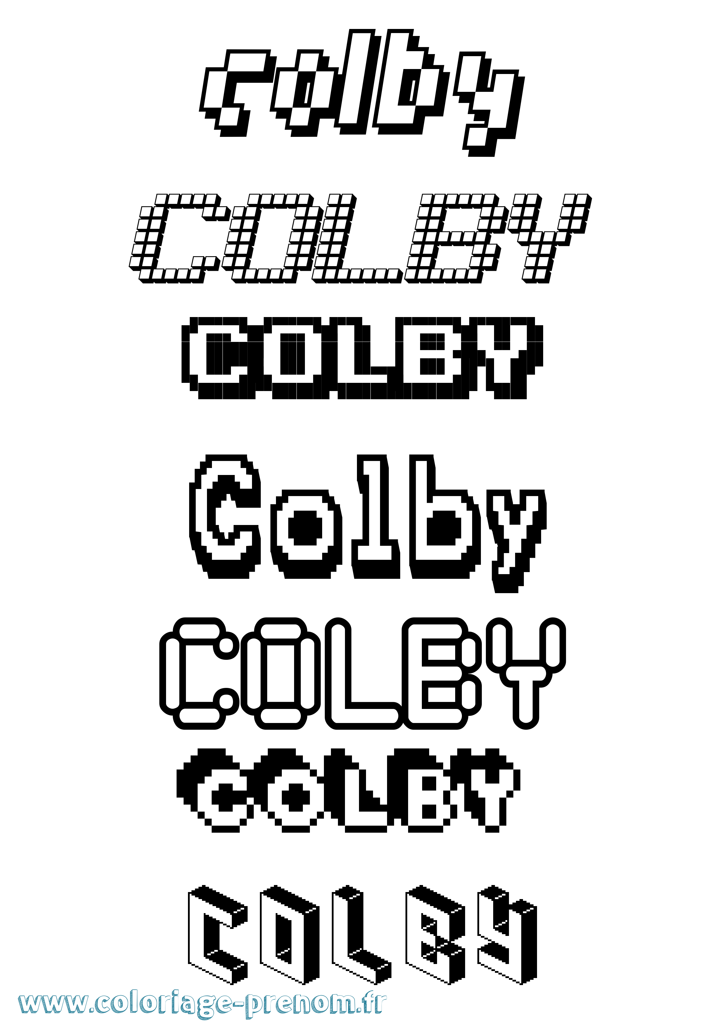 Coloriage prénom Colby Pixel