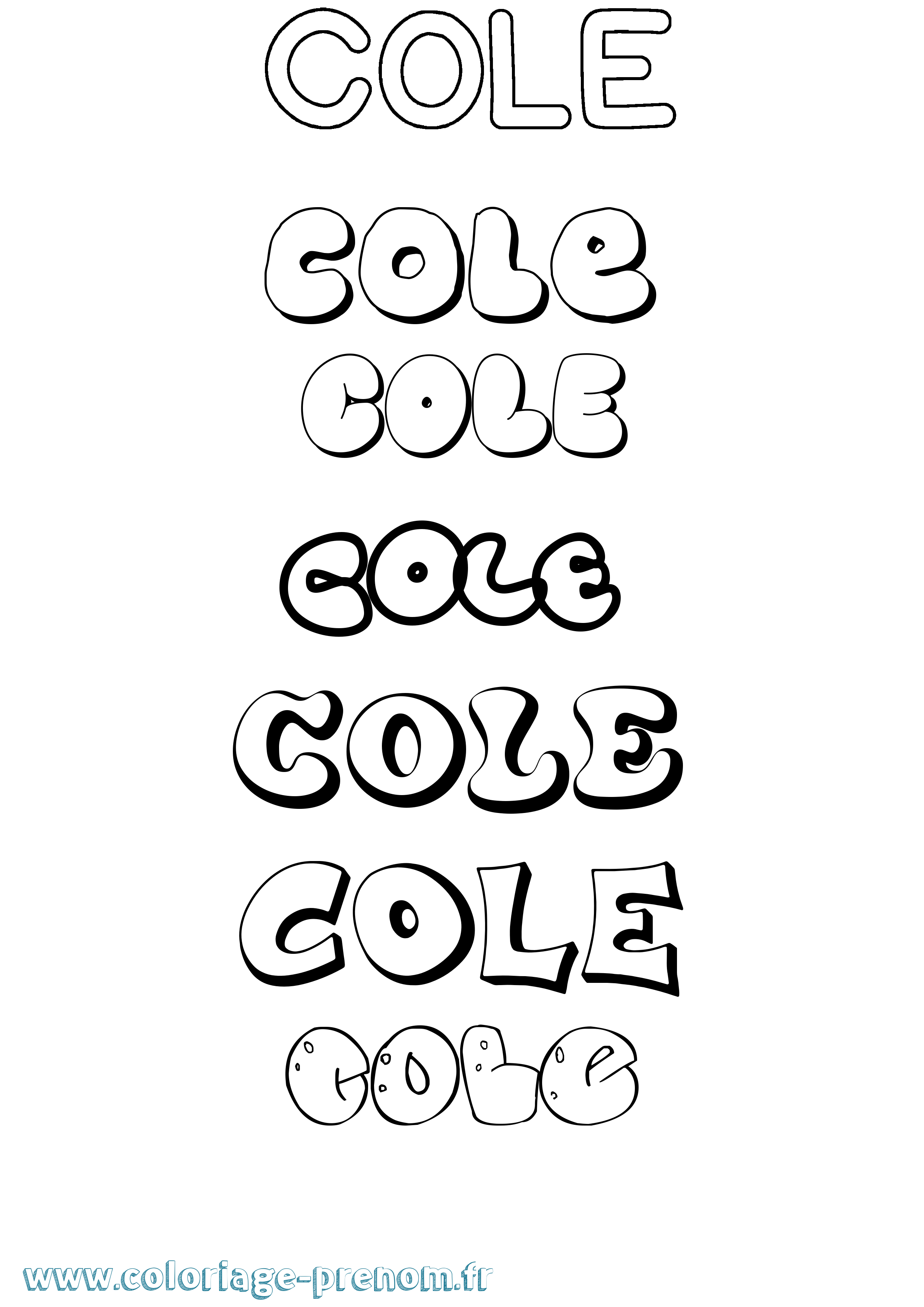Coloriage prénom Cole Bubble