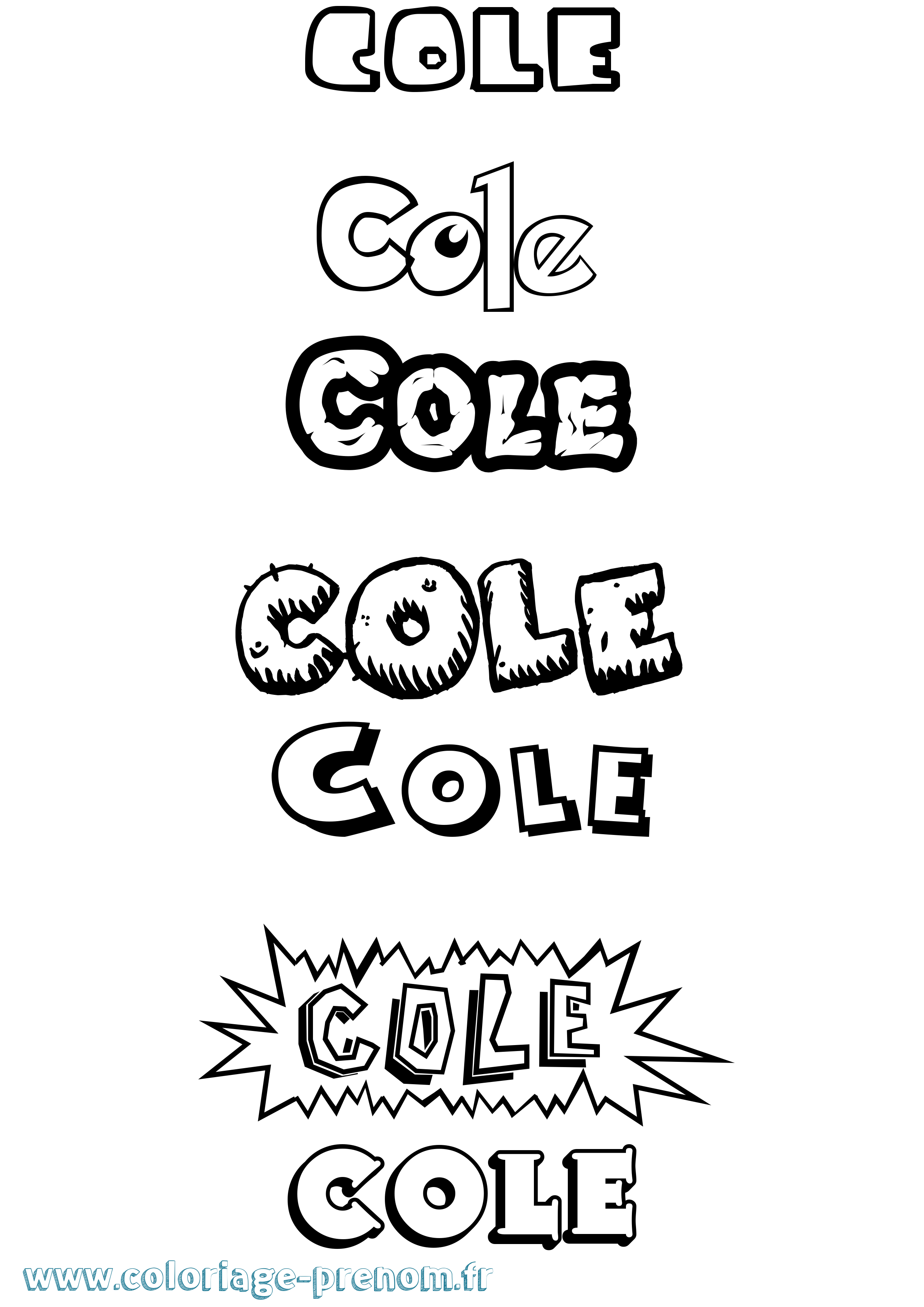 Coloriage prénom Cole Dessin Animé
