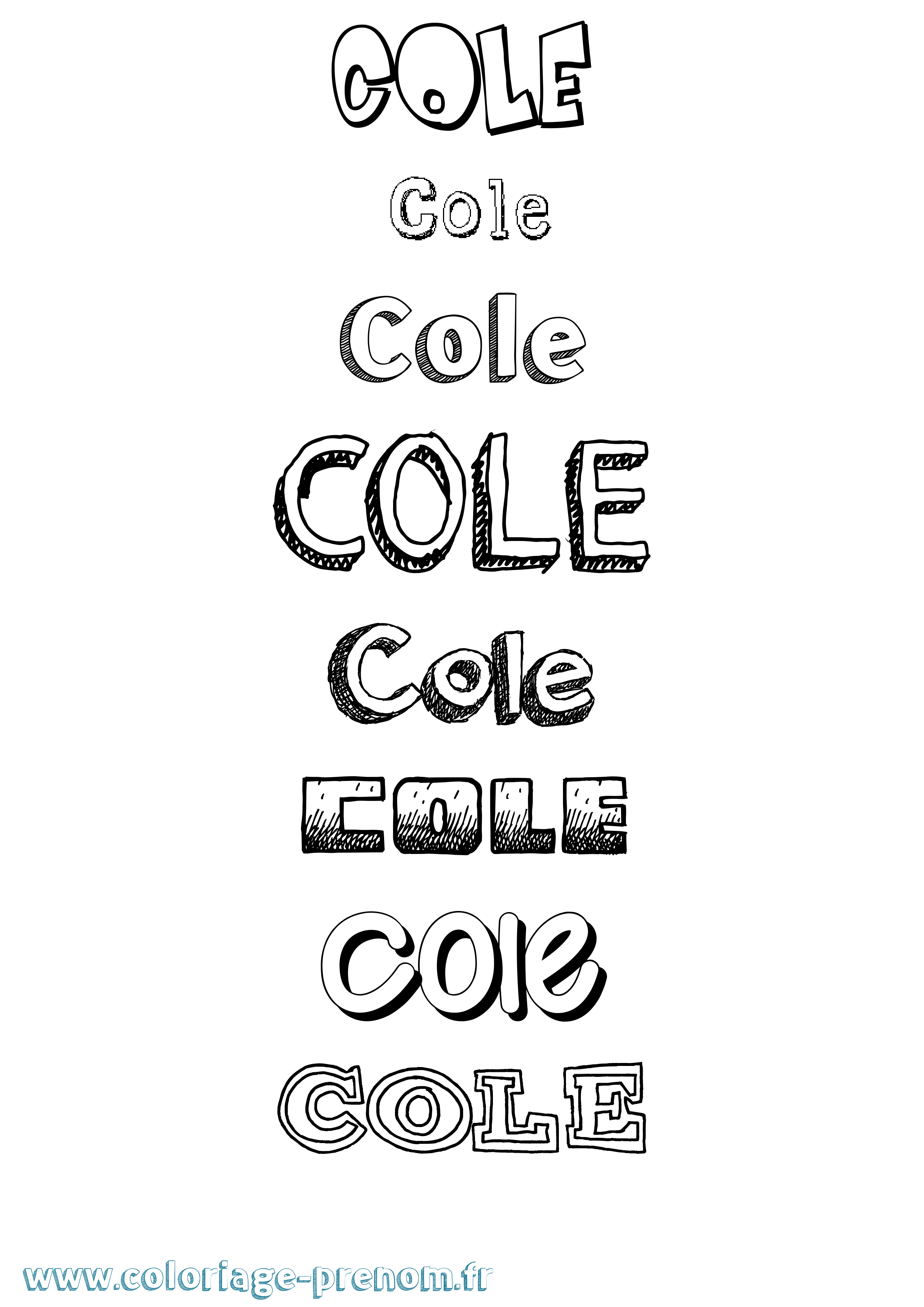 Coloriage prénom Cole Dessiné