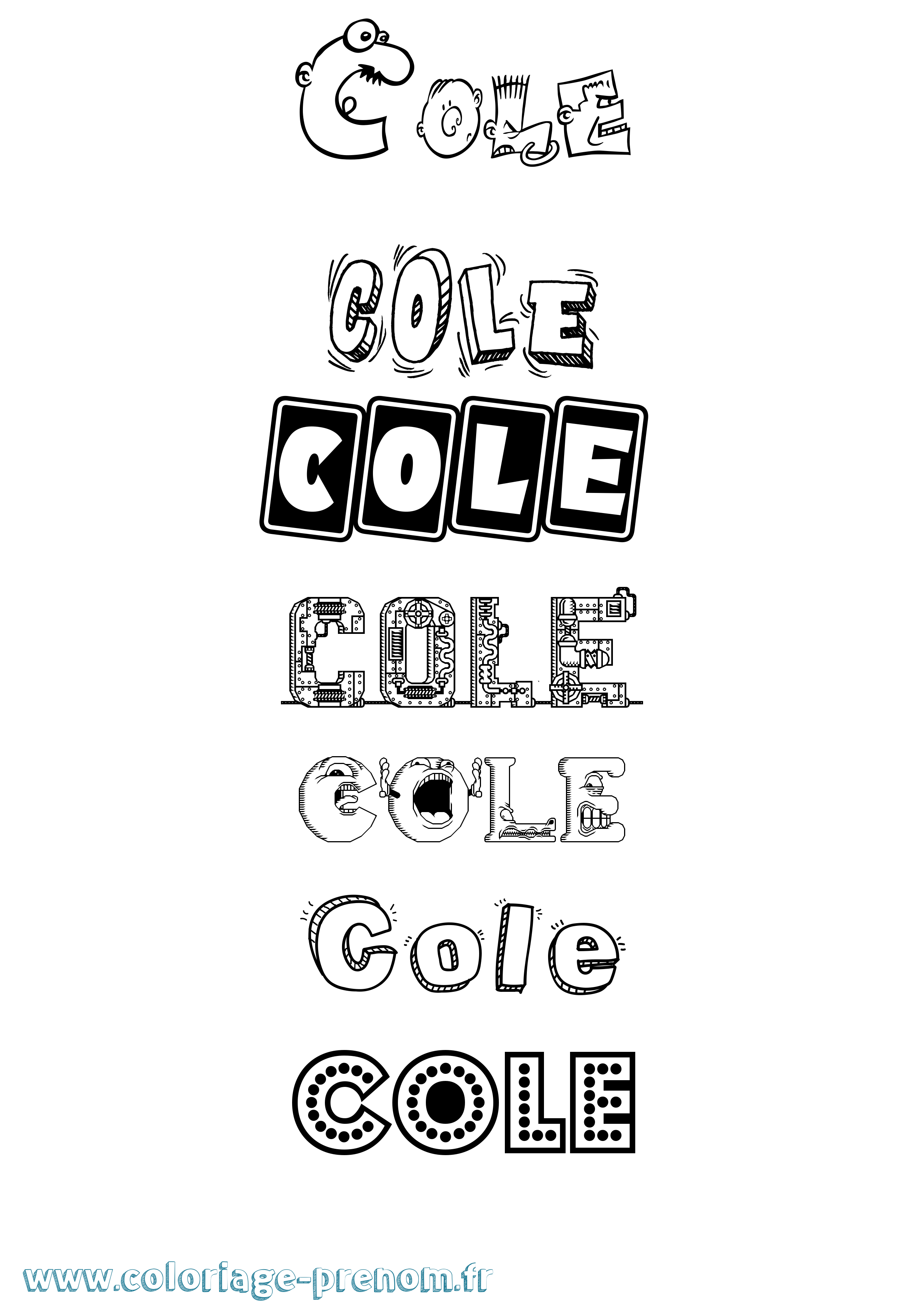 Coloriage prénom Cole Fun