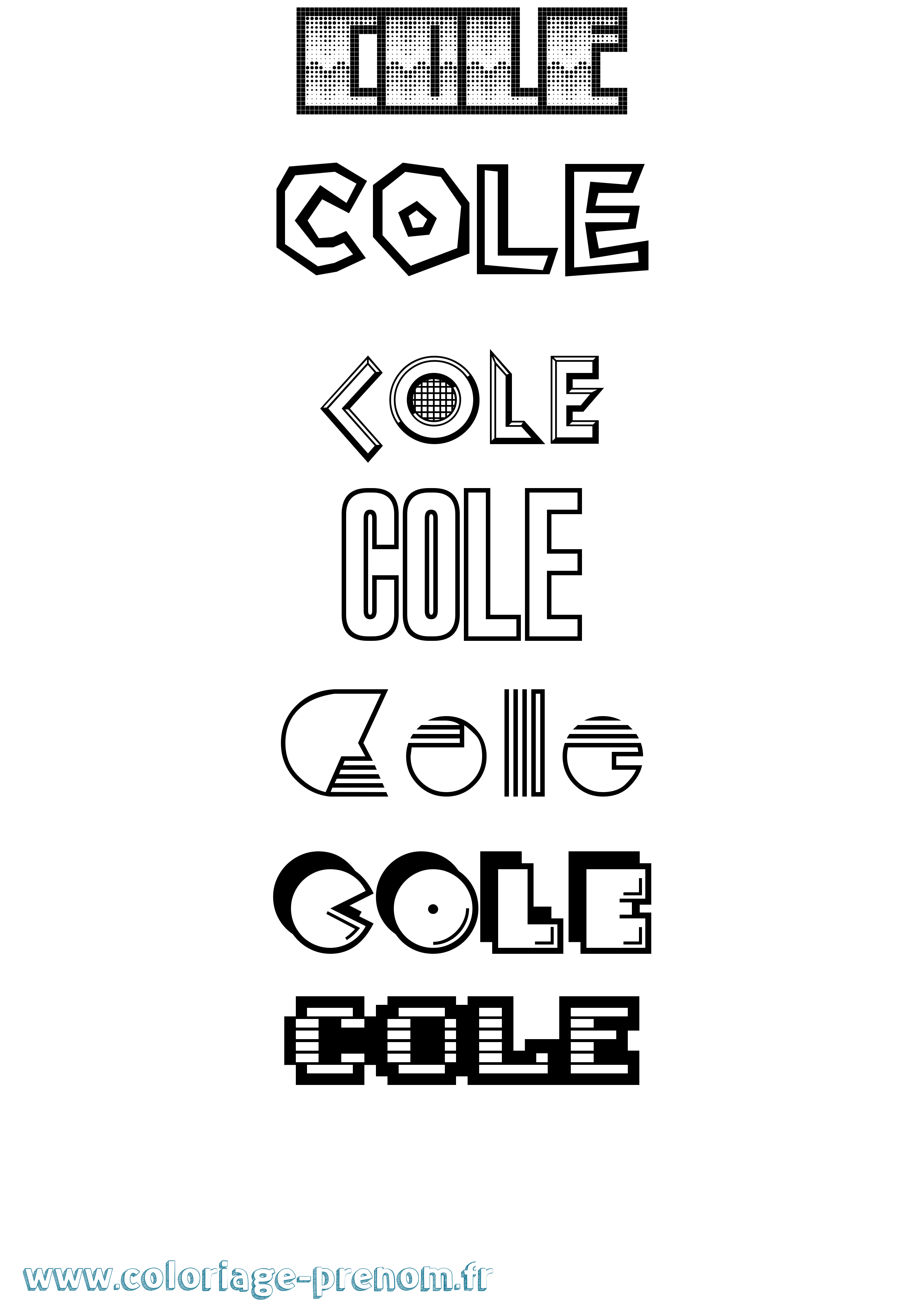 Coloriage prénom Cole Jeux Vidéos