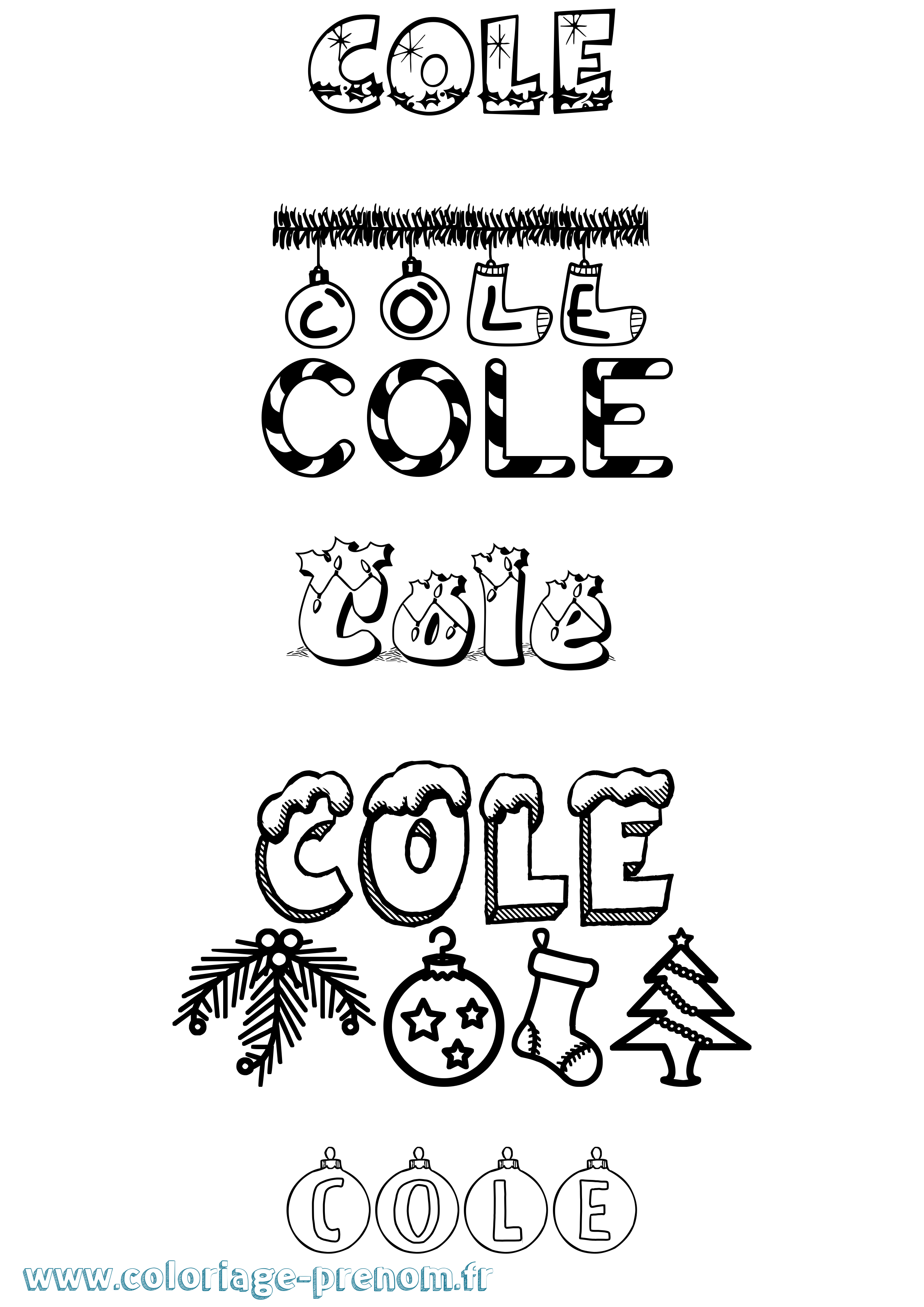 Coloriage prénom Cole Noël