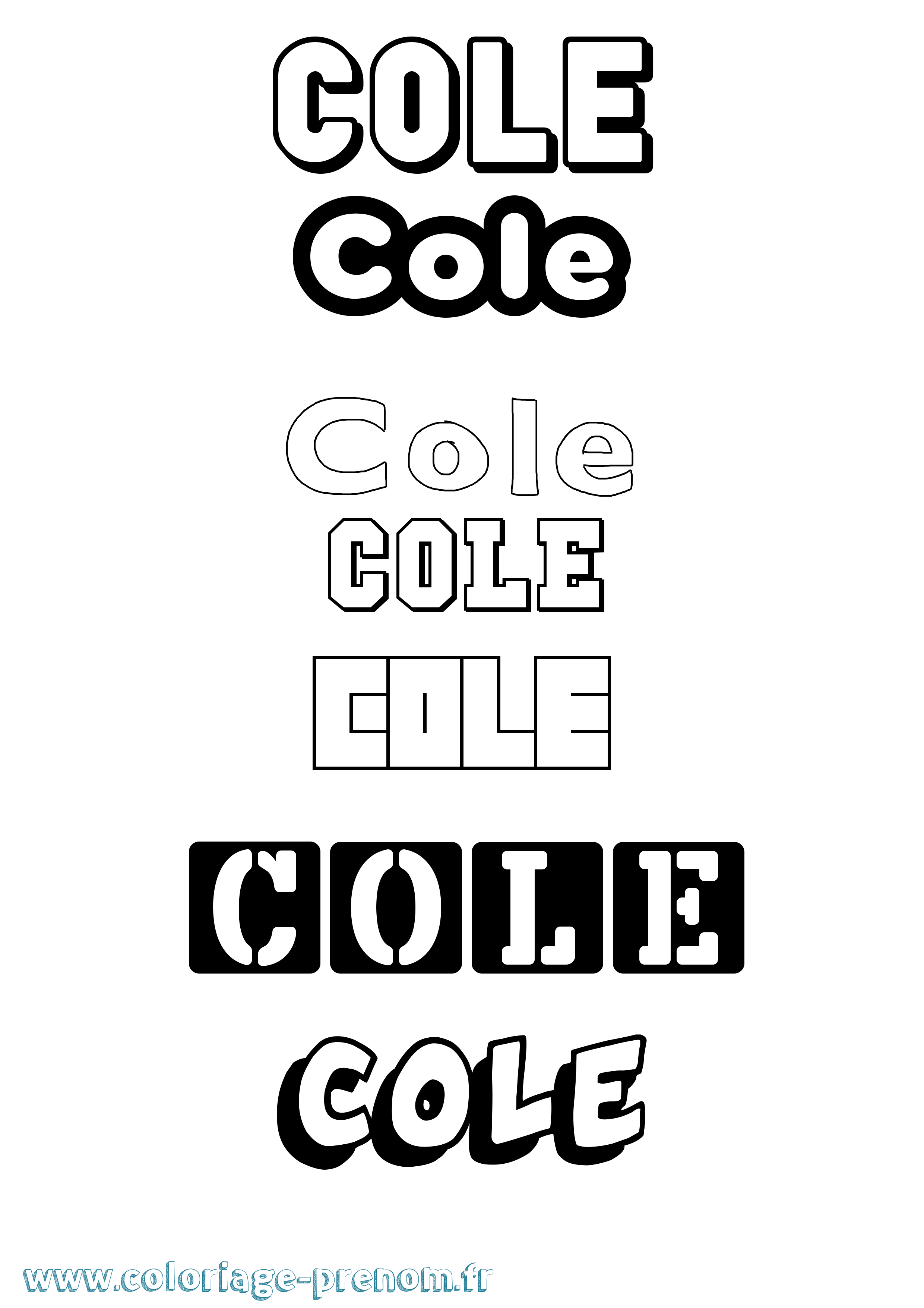 Coloriage prénom Cole Simple