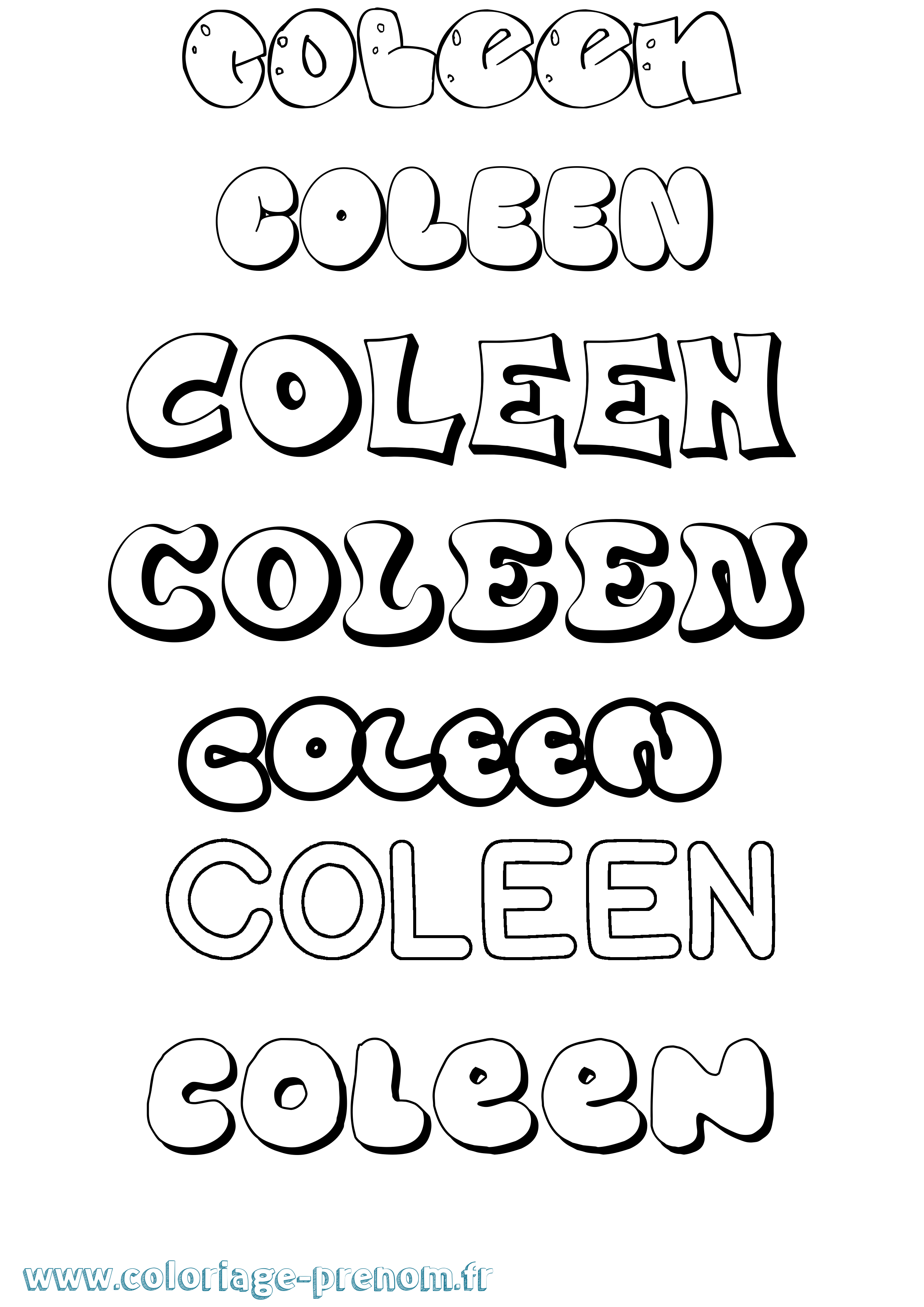Coloriage prénom Coleen Bubble