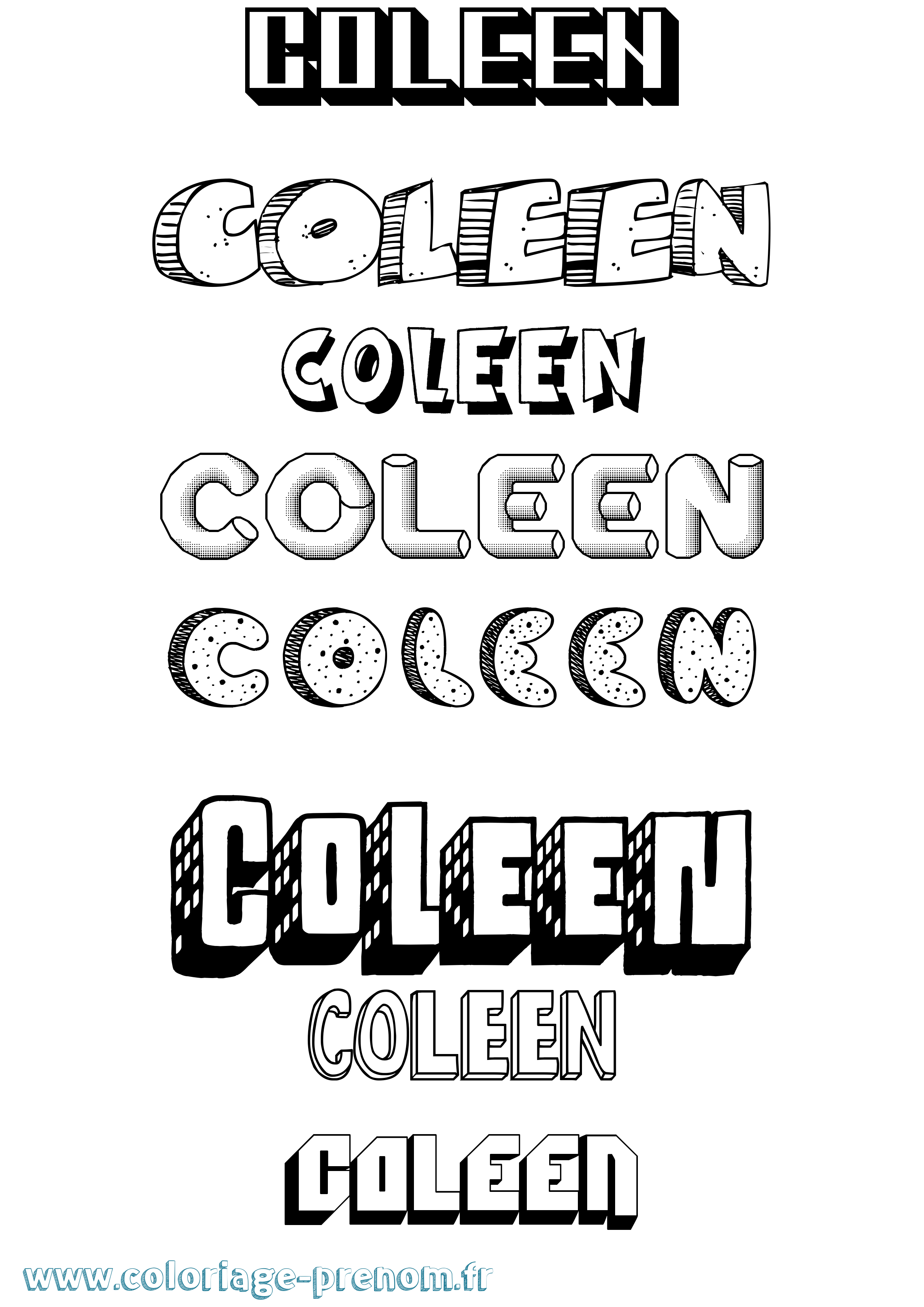 Coloriage prénom Coleen Effet 3D