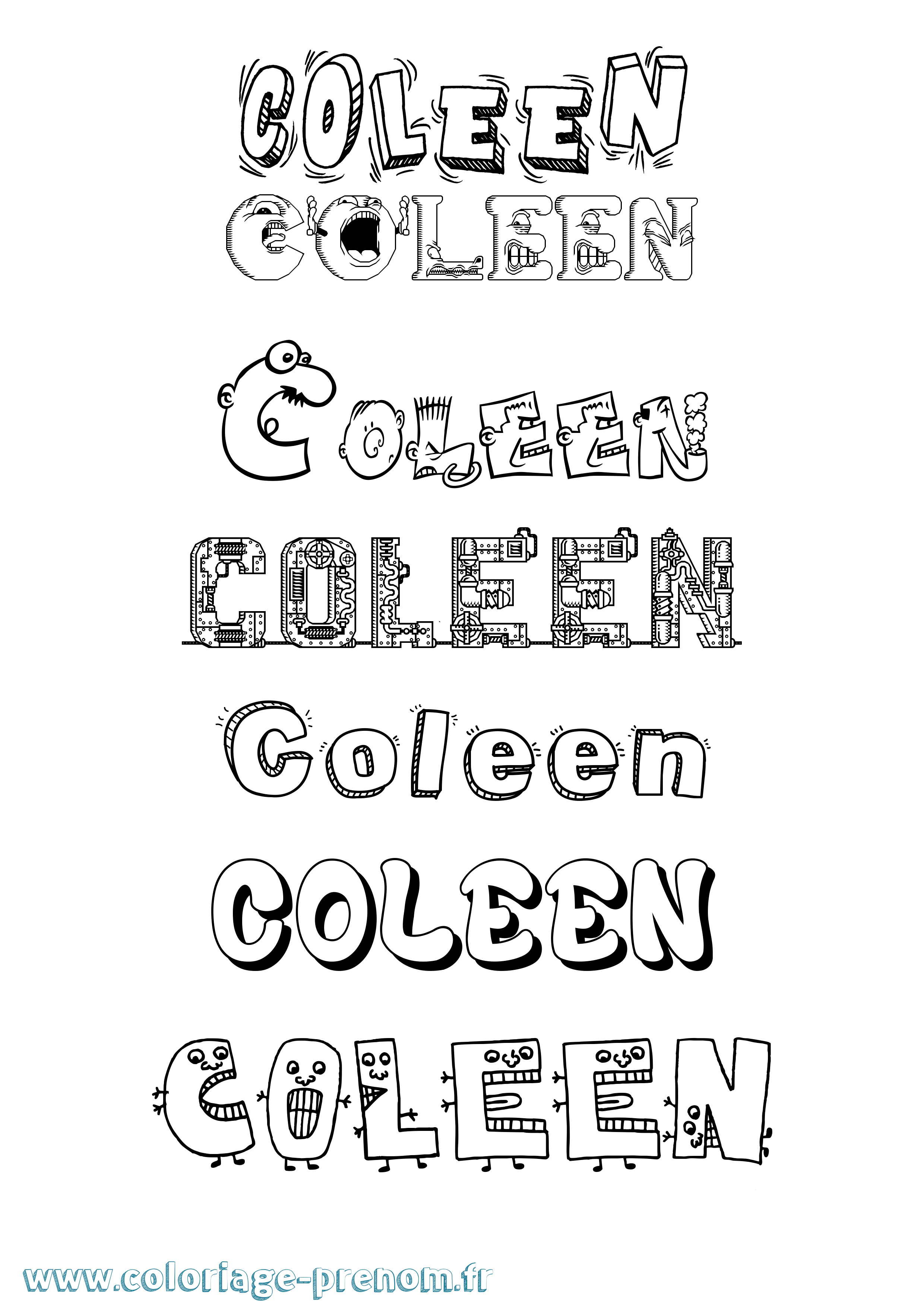 Coloriage prénom Coleen Fun