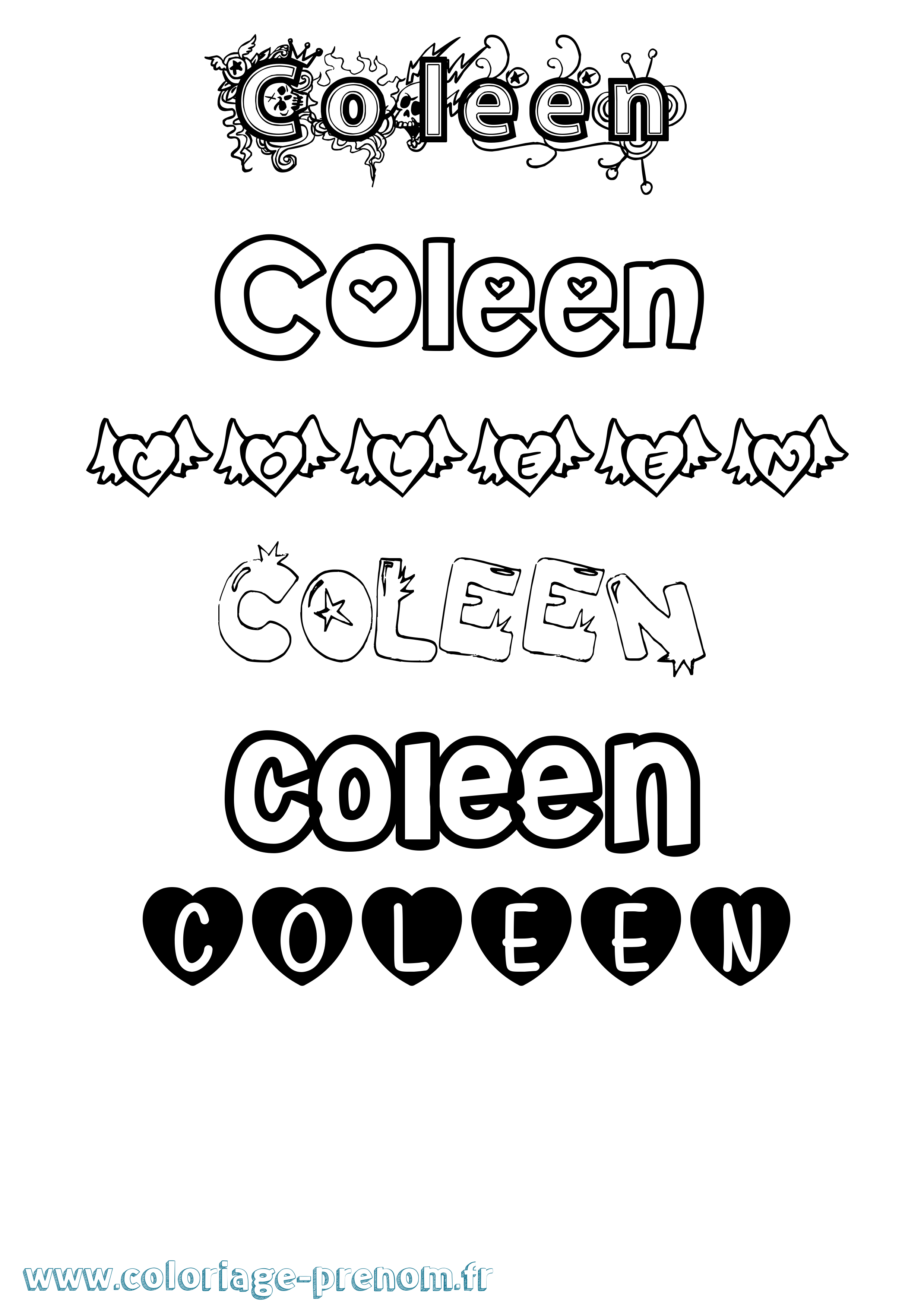 Coloriage prénom Coleen Girly
