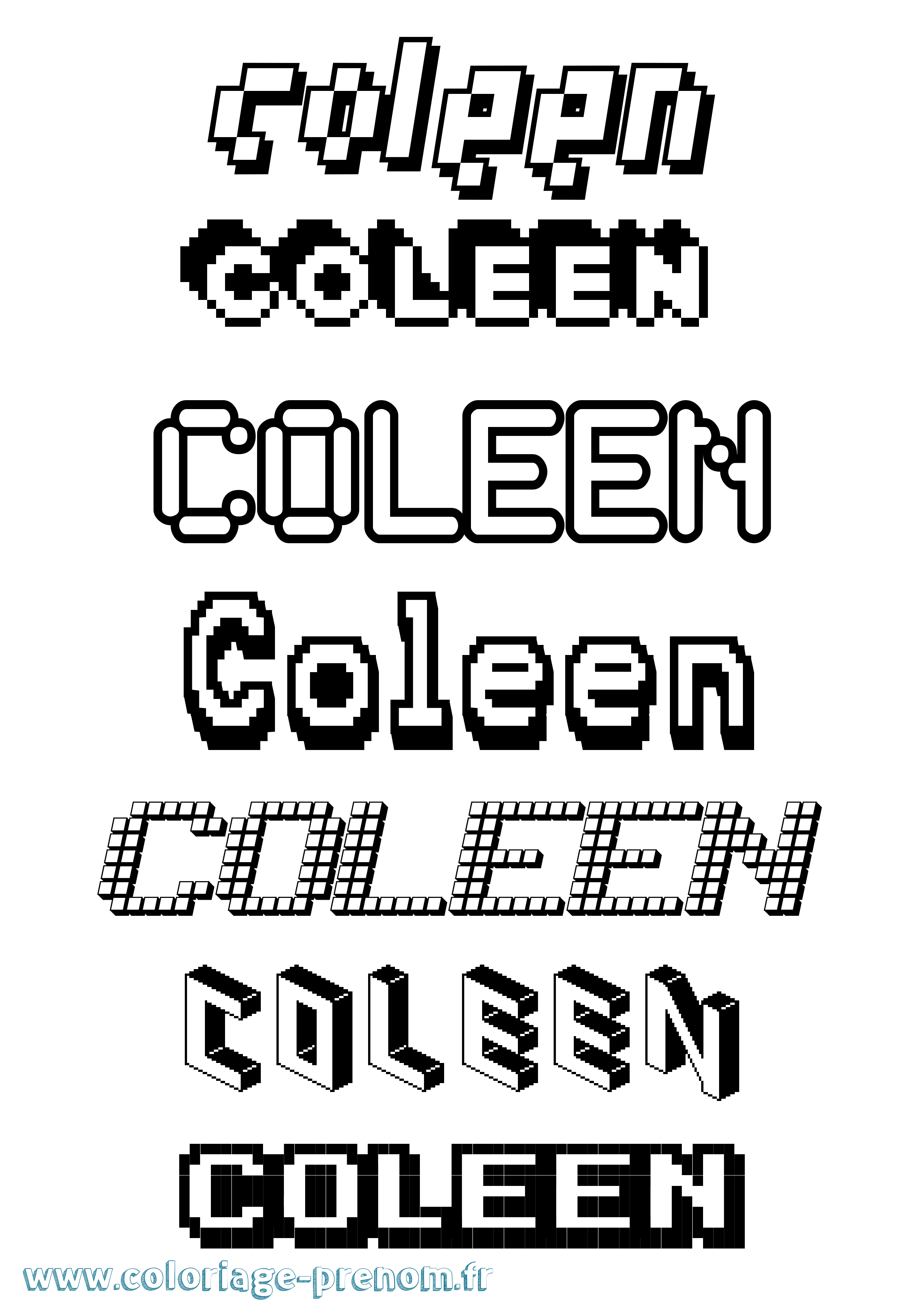 Coloriage prénom Coleen Pixel