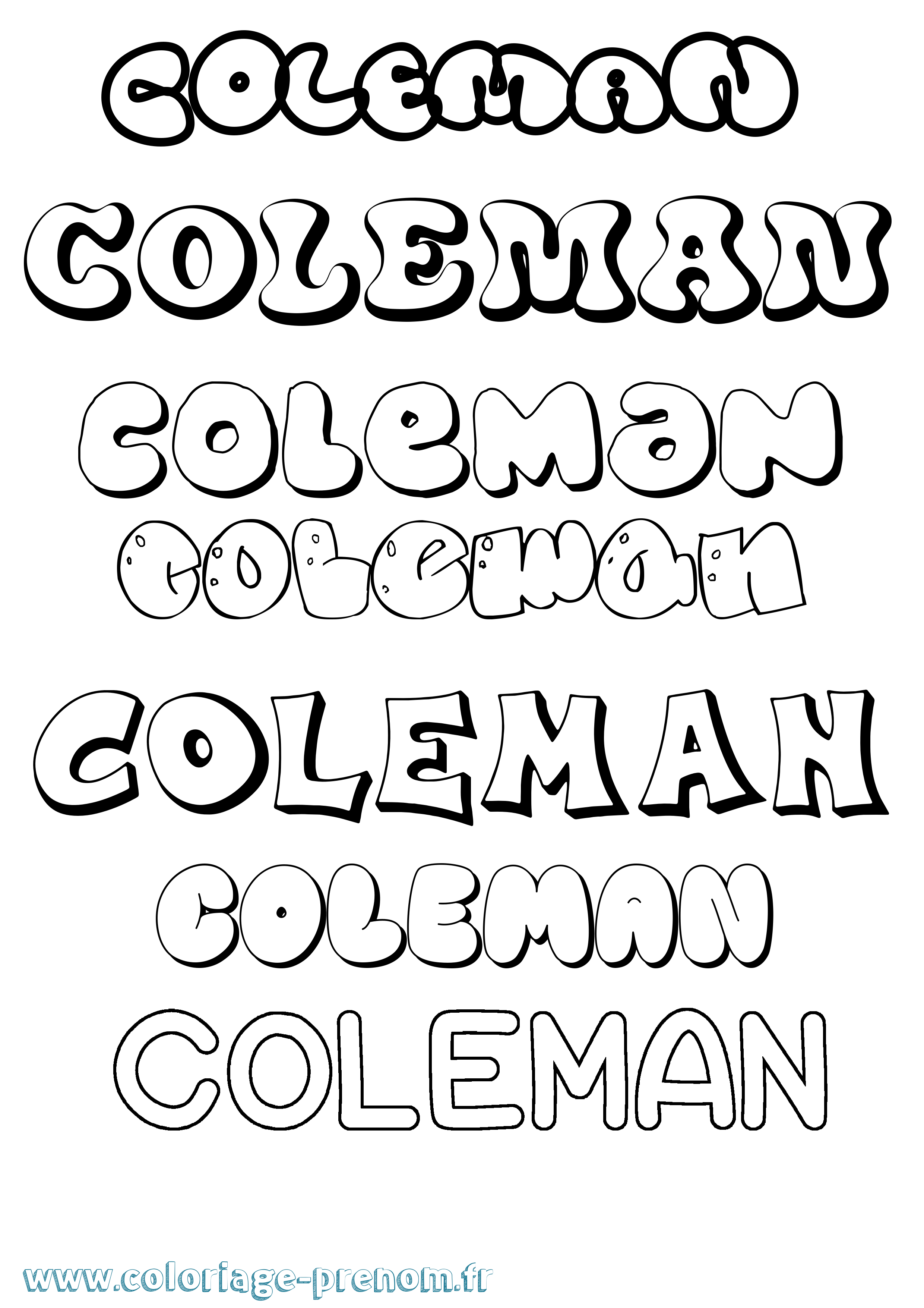 Coloriage prénom Coleman Bubble