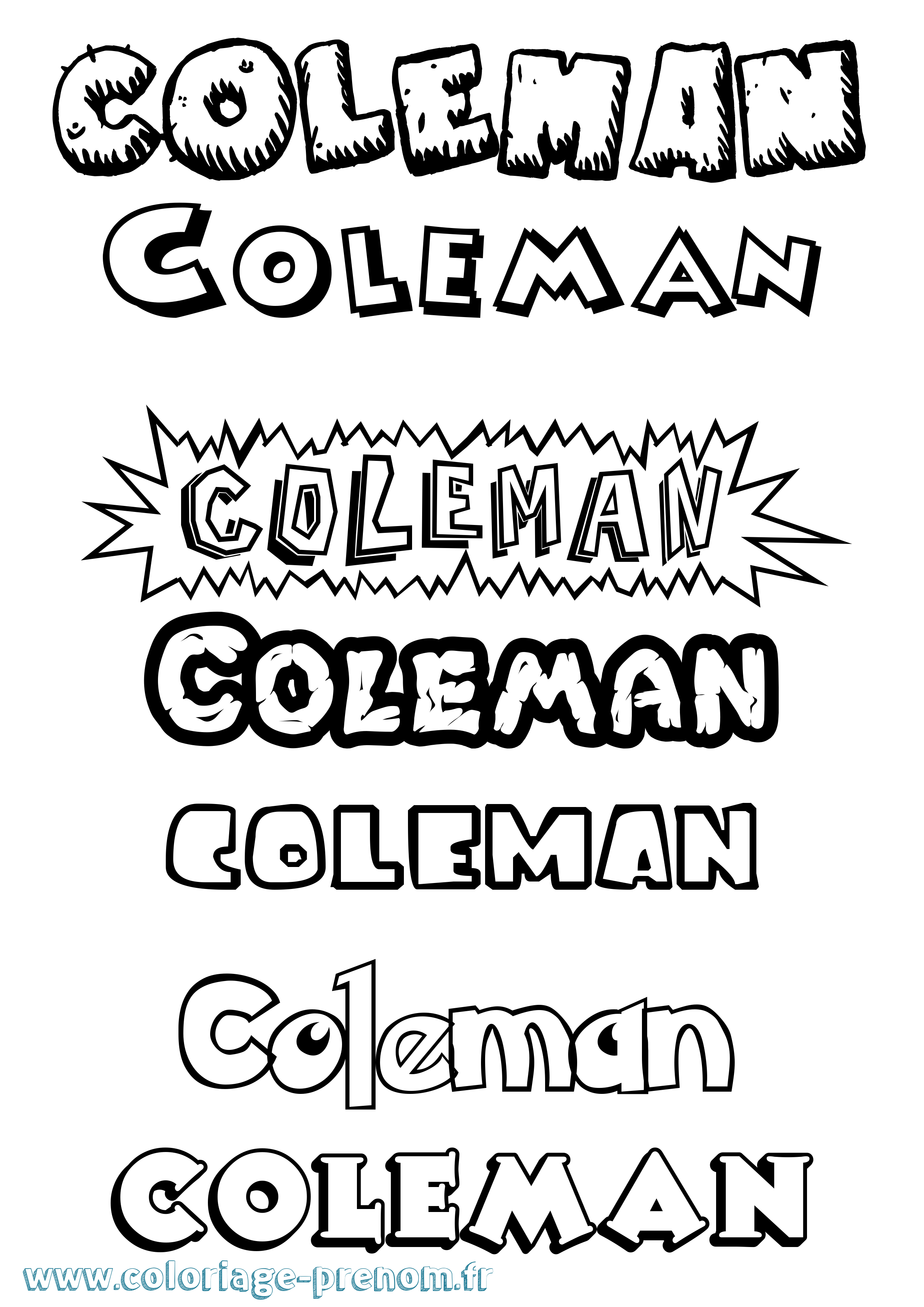Coloriage prénom Coleman Dessin Animé
