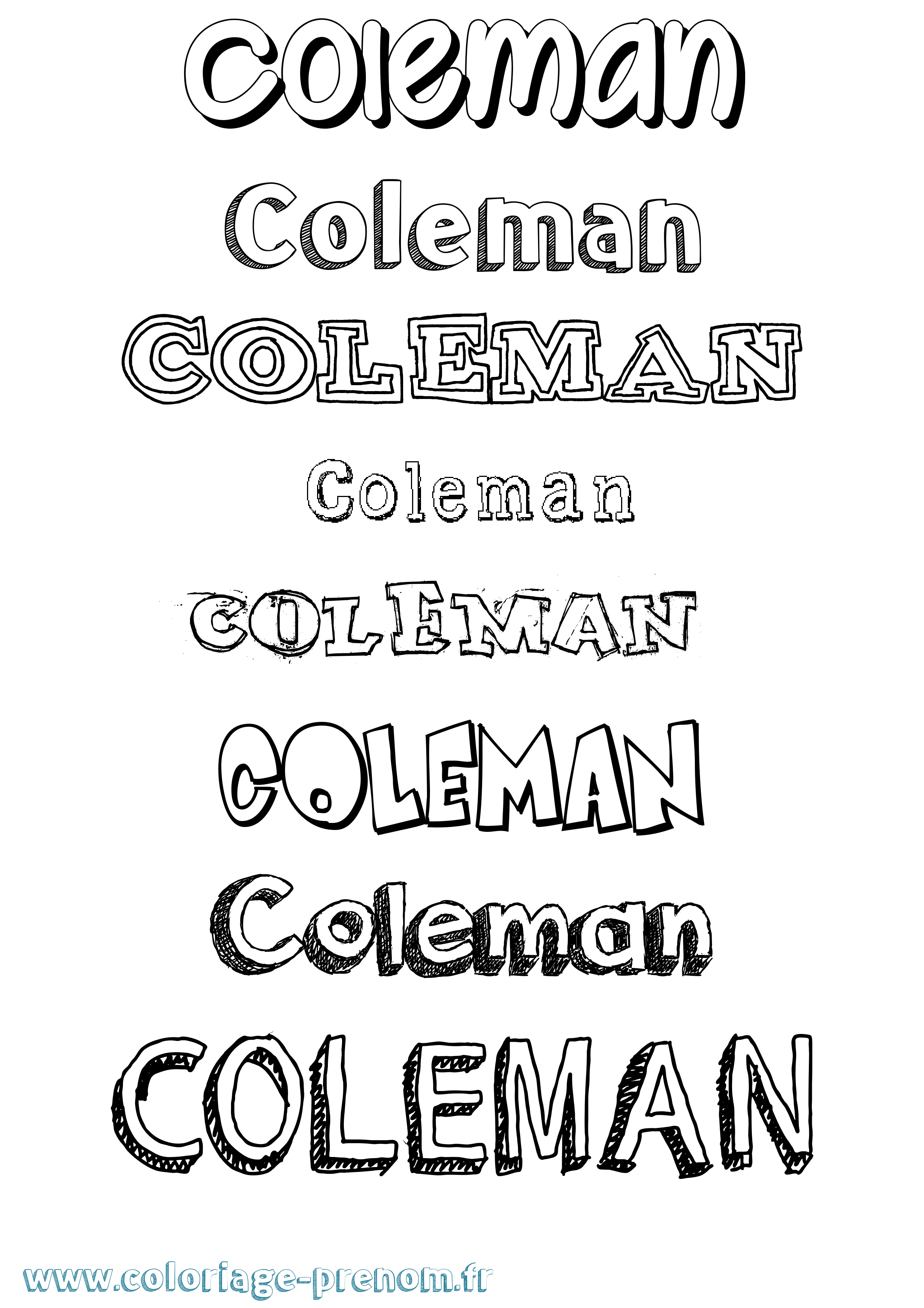 Coloriage prénom Coleman Dessiné
