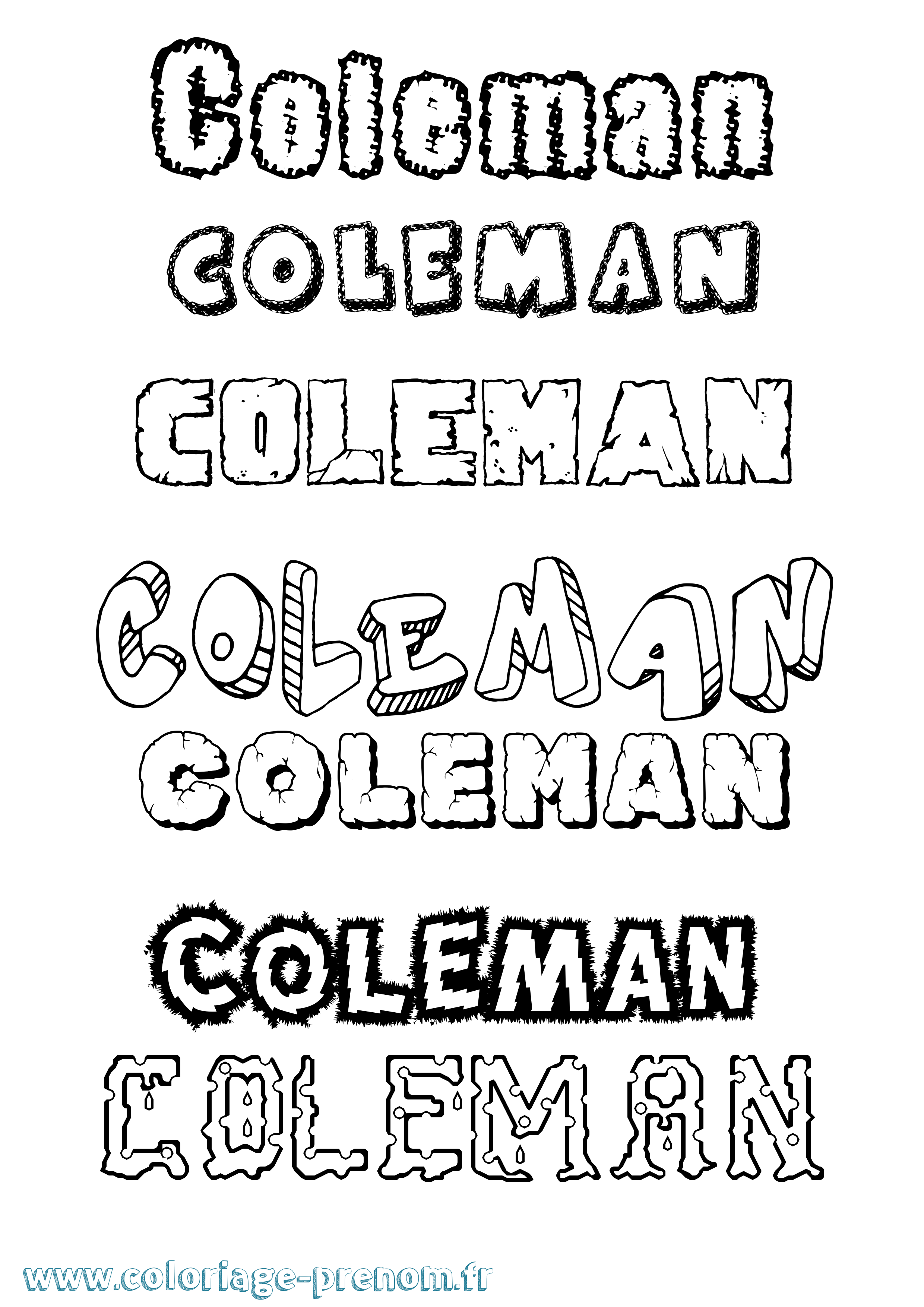 Coloriage prénom Coleman Destructuré
