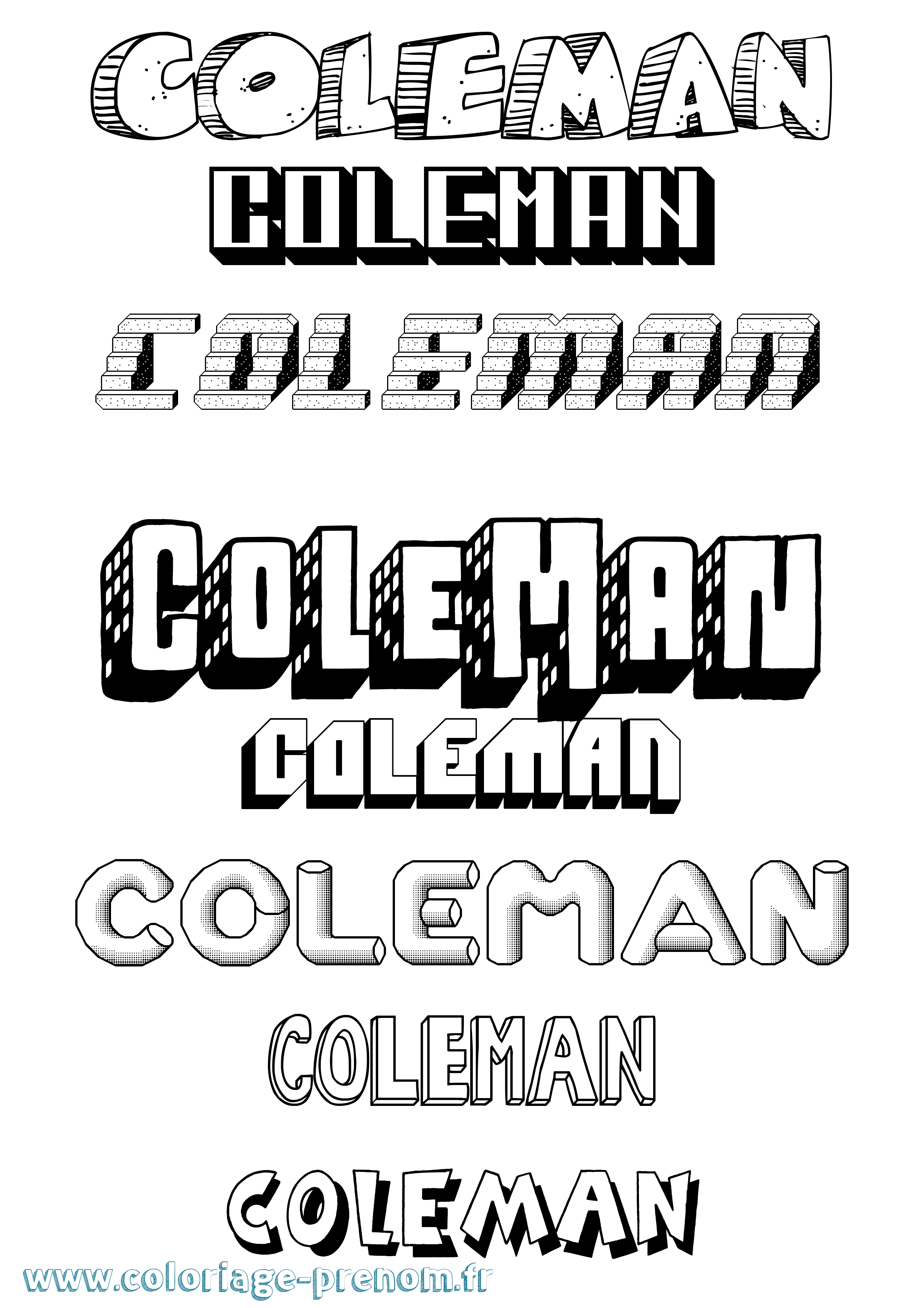 Coloriage prénom Coleman Effet 3D