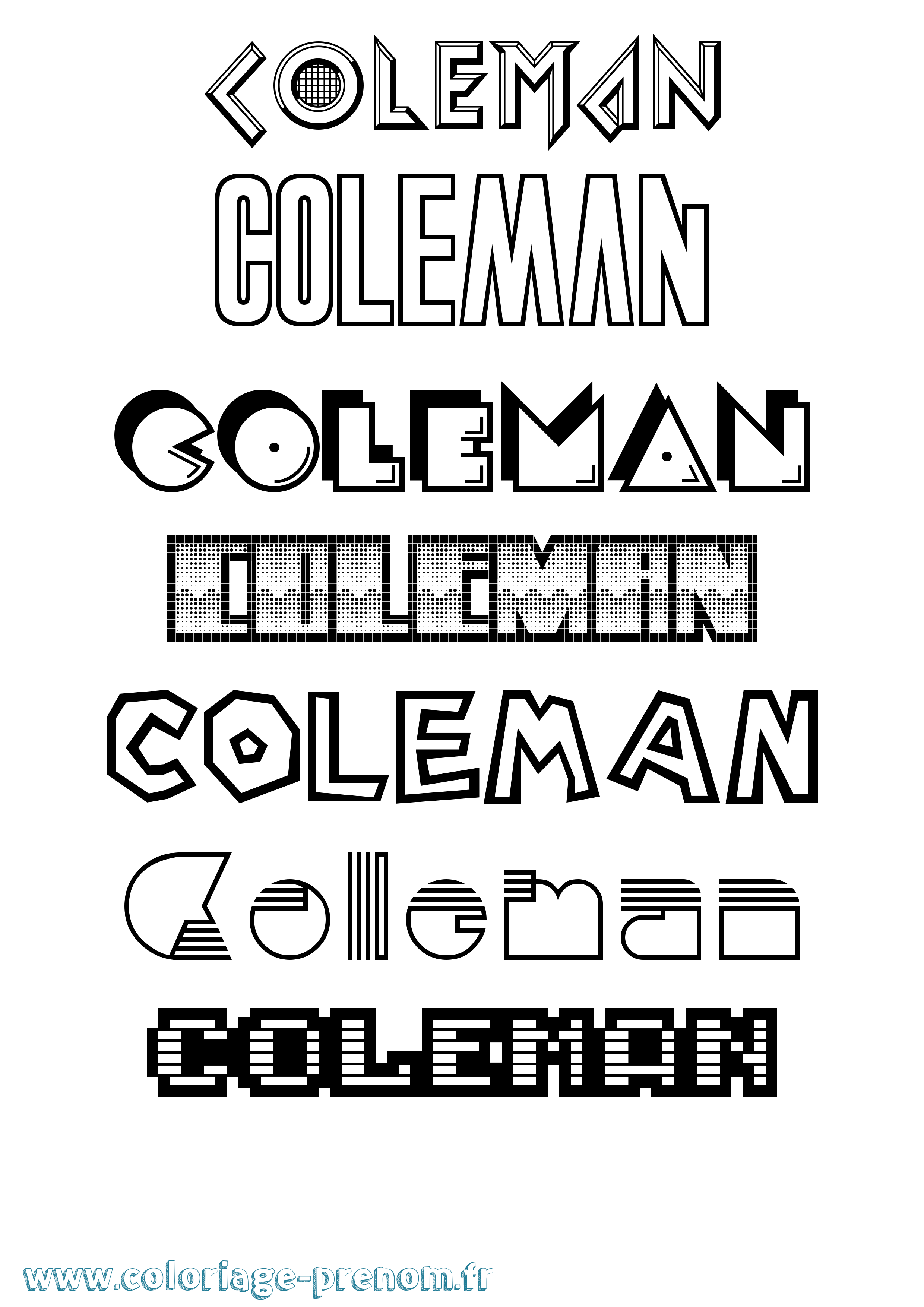 Coloriage prénom Coleman Jeux Vidéos
