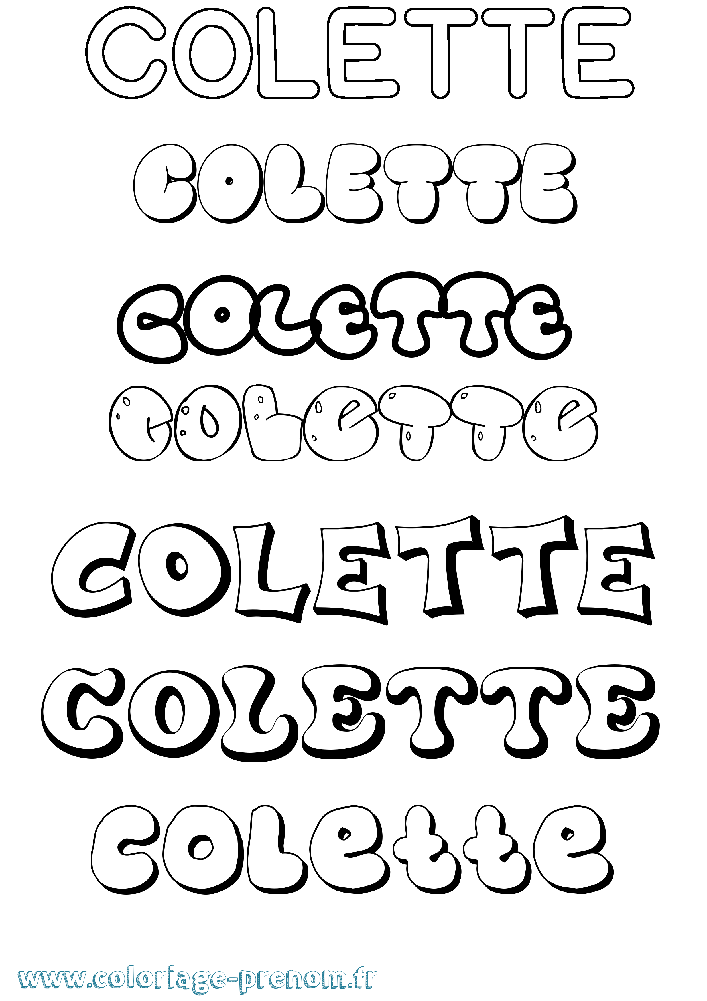 Coloriage prénom Colette Bubble