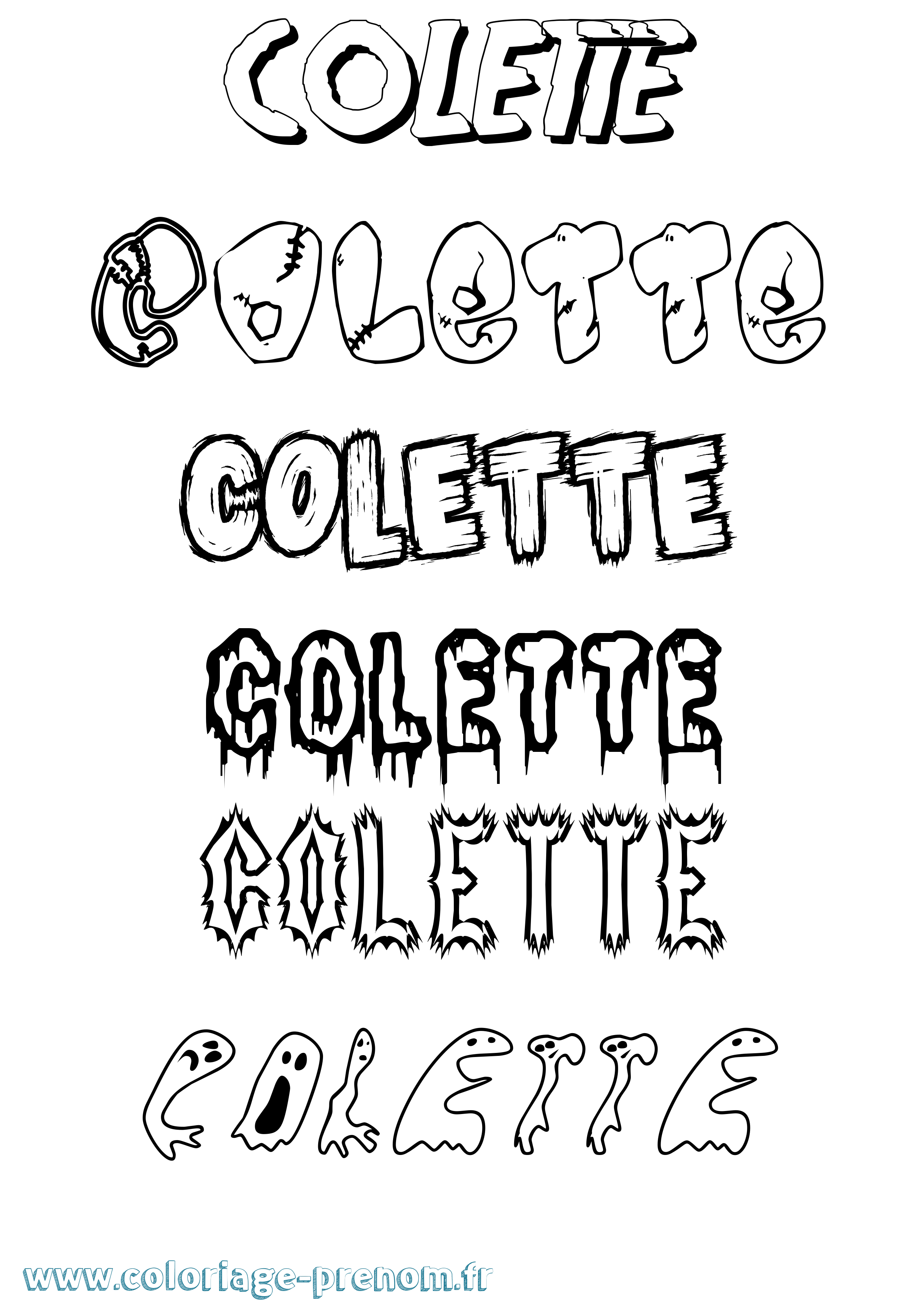 Coloriage prénom Colette Frisson