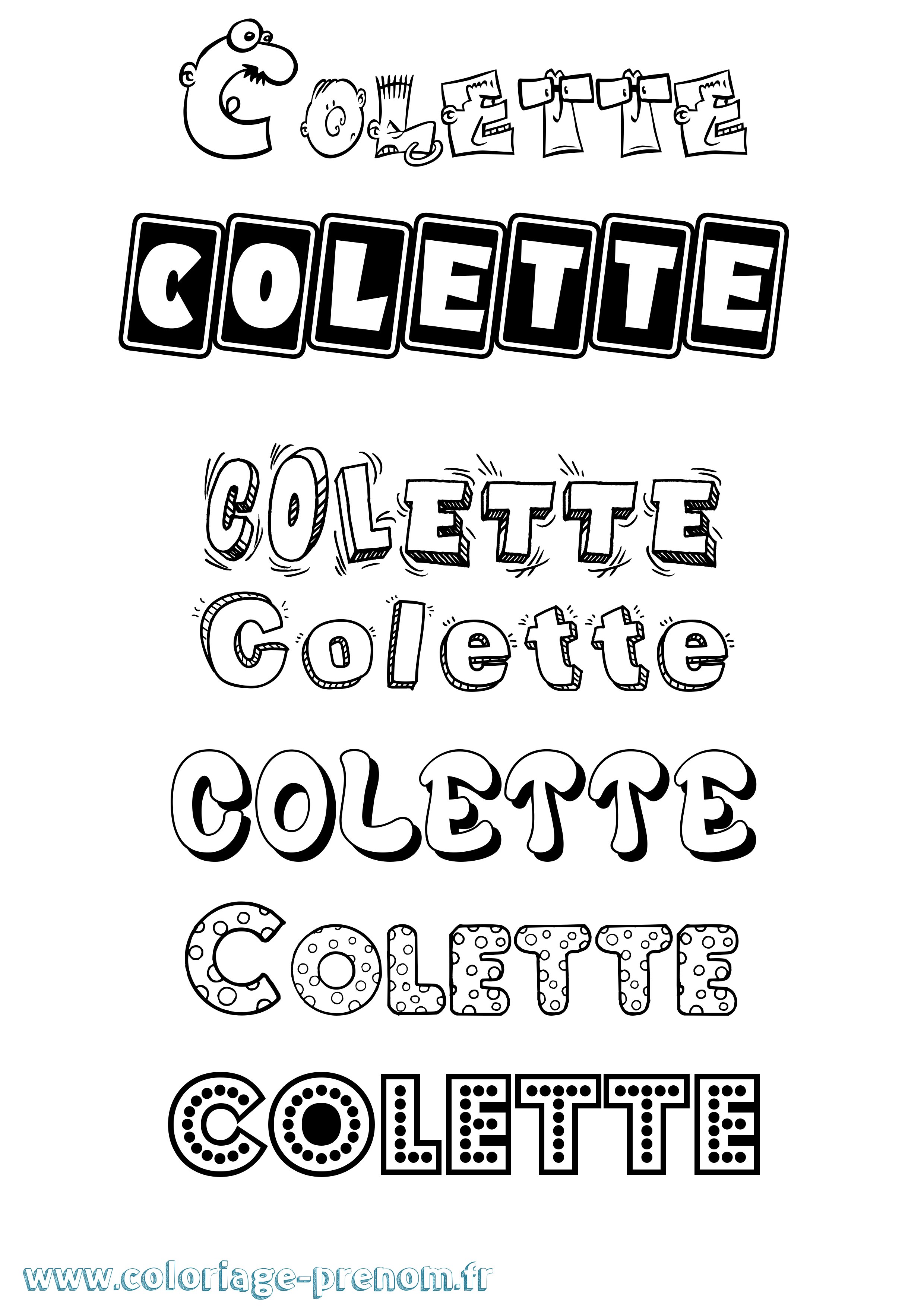 Coloriage prénom Colette Fun