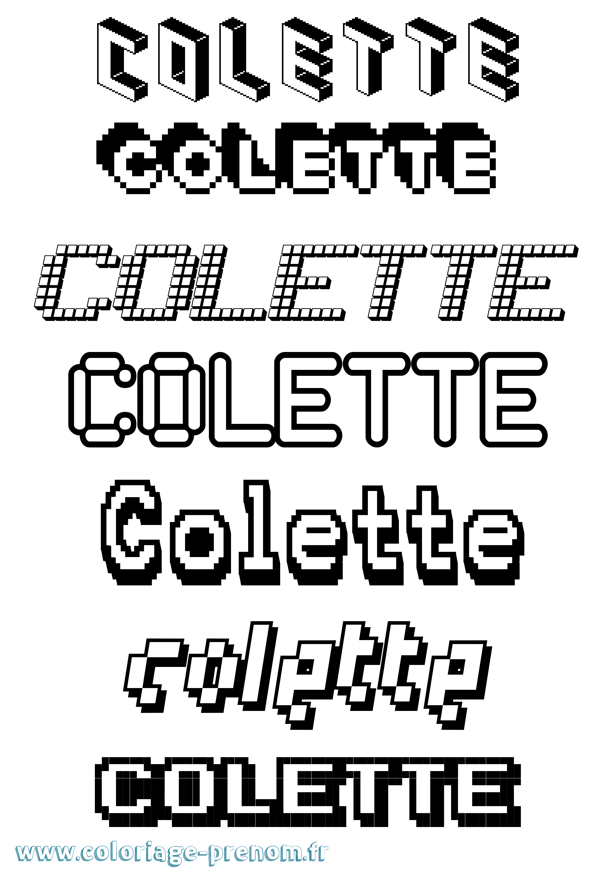 Coloriage prénom Colette Pixel