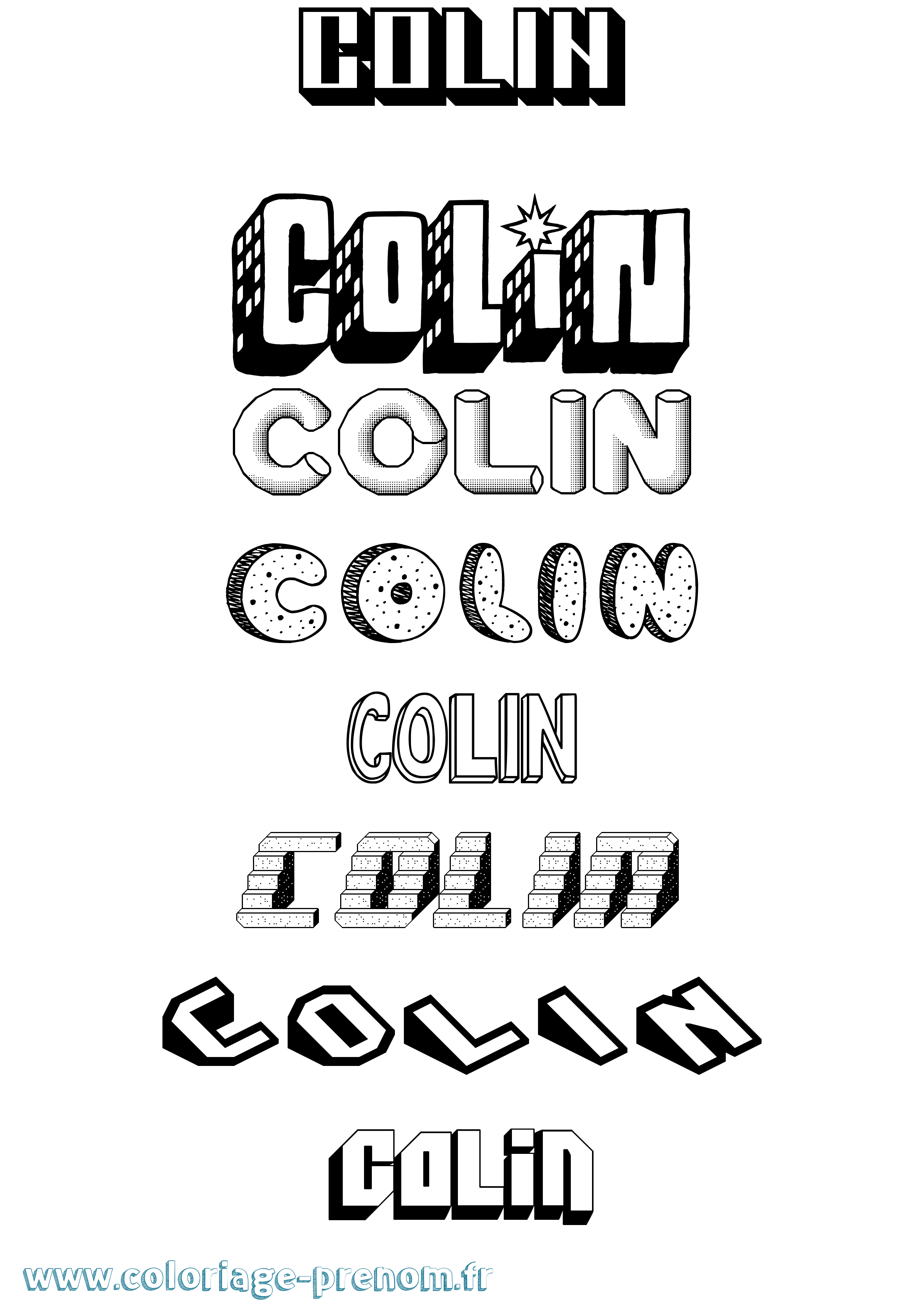 Coloriage prénom Colin Effet 3D
