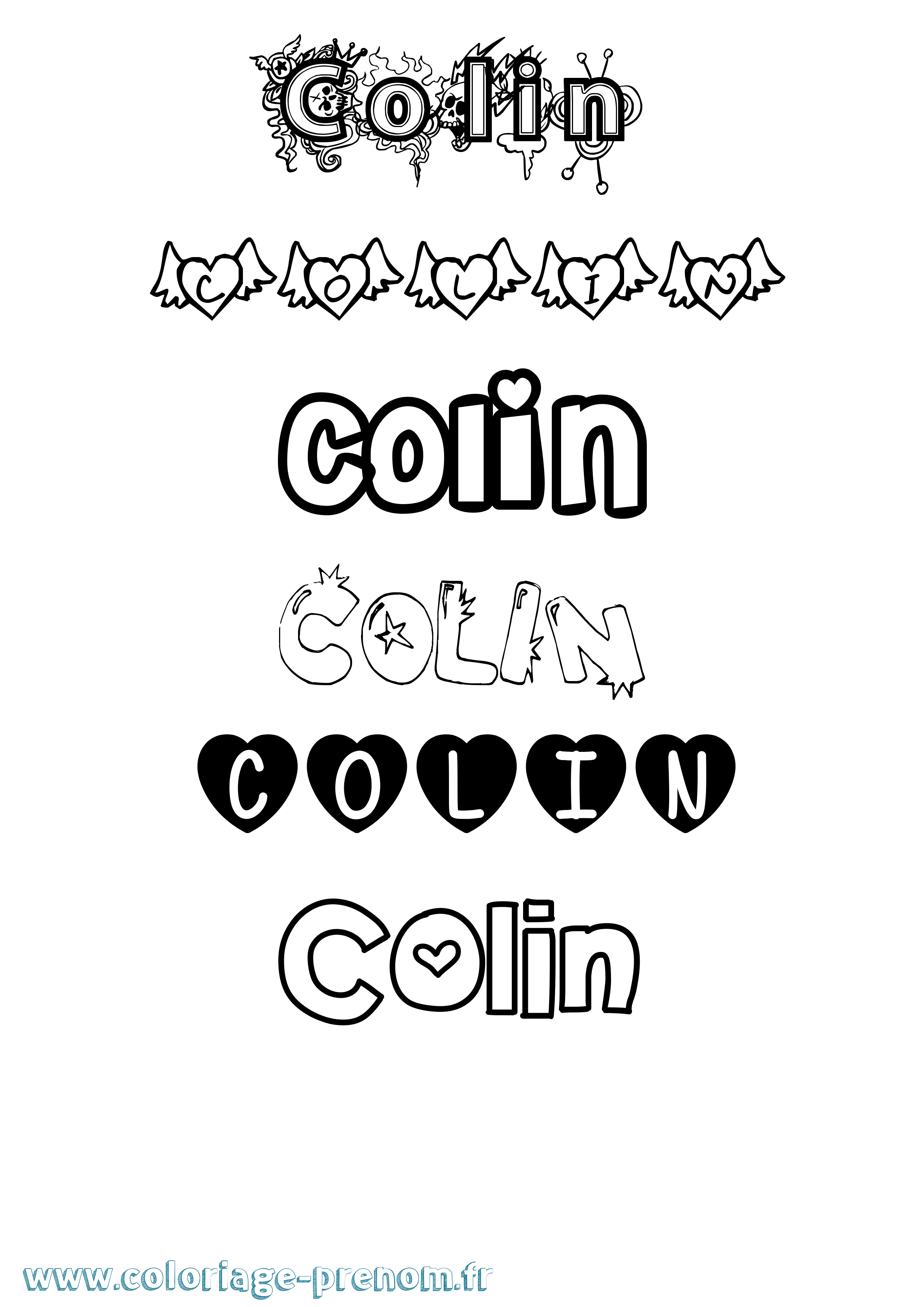 Coloriage prénom Colin Girly