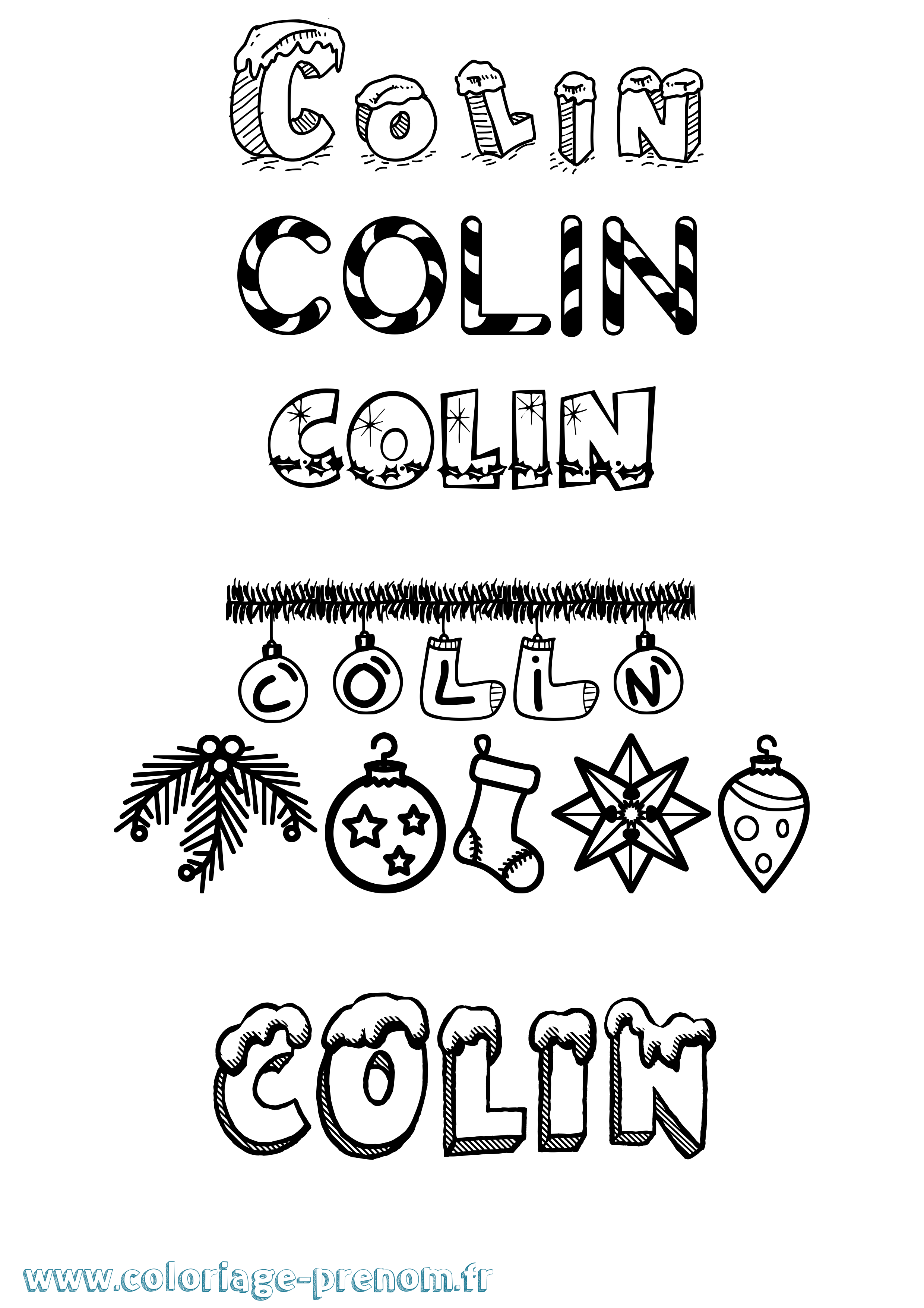 Coloriage prénom Colin Noël