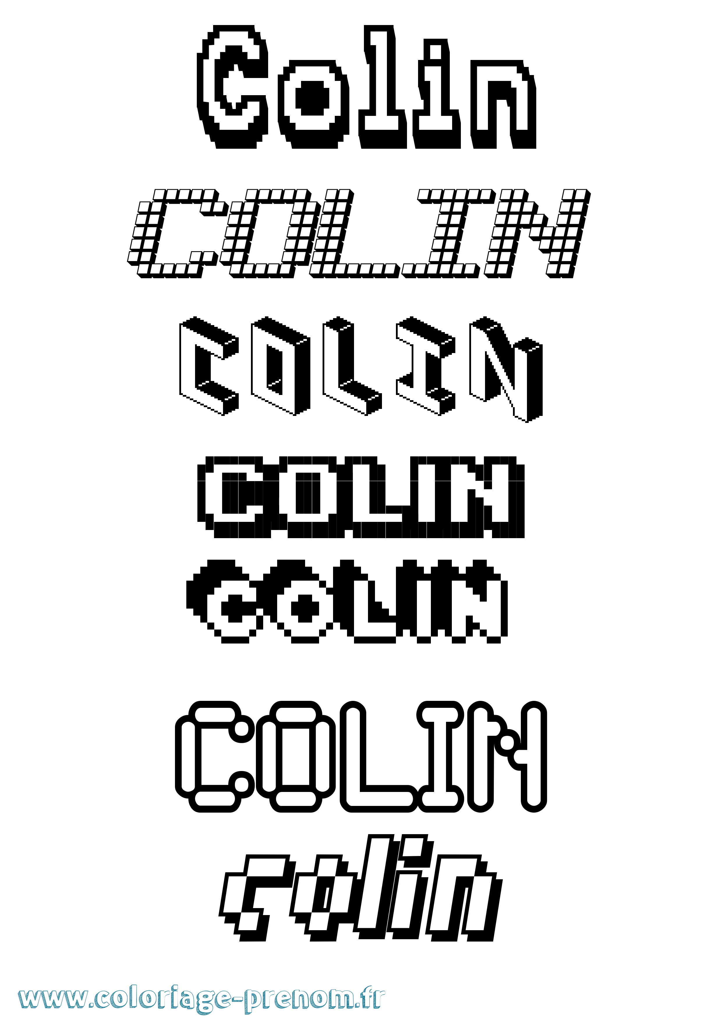 Coloriage prénom Colin Pixel