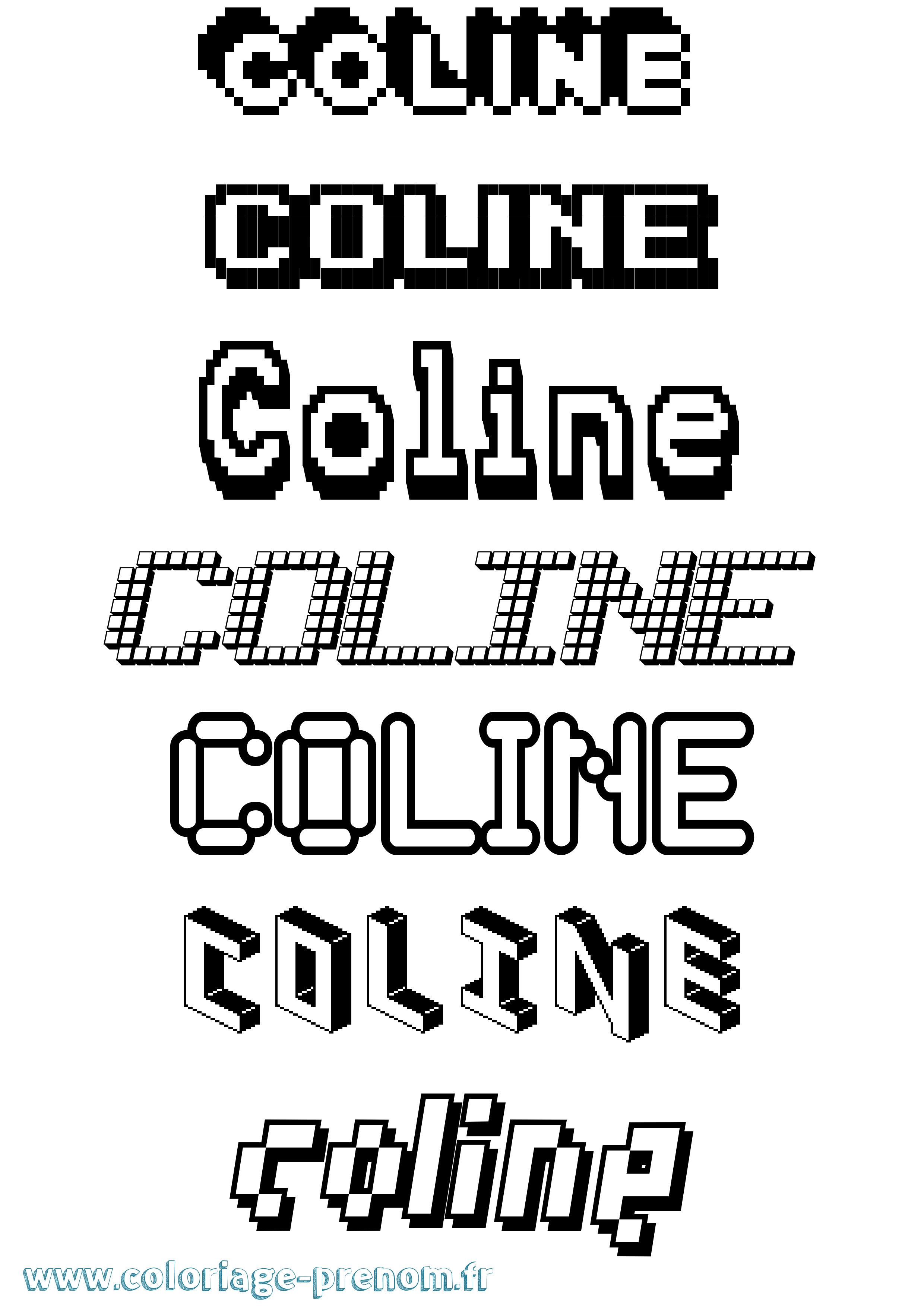 Coloriage prénom Coline Pixel