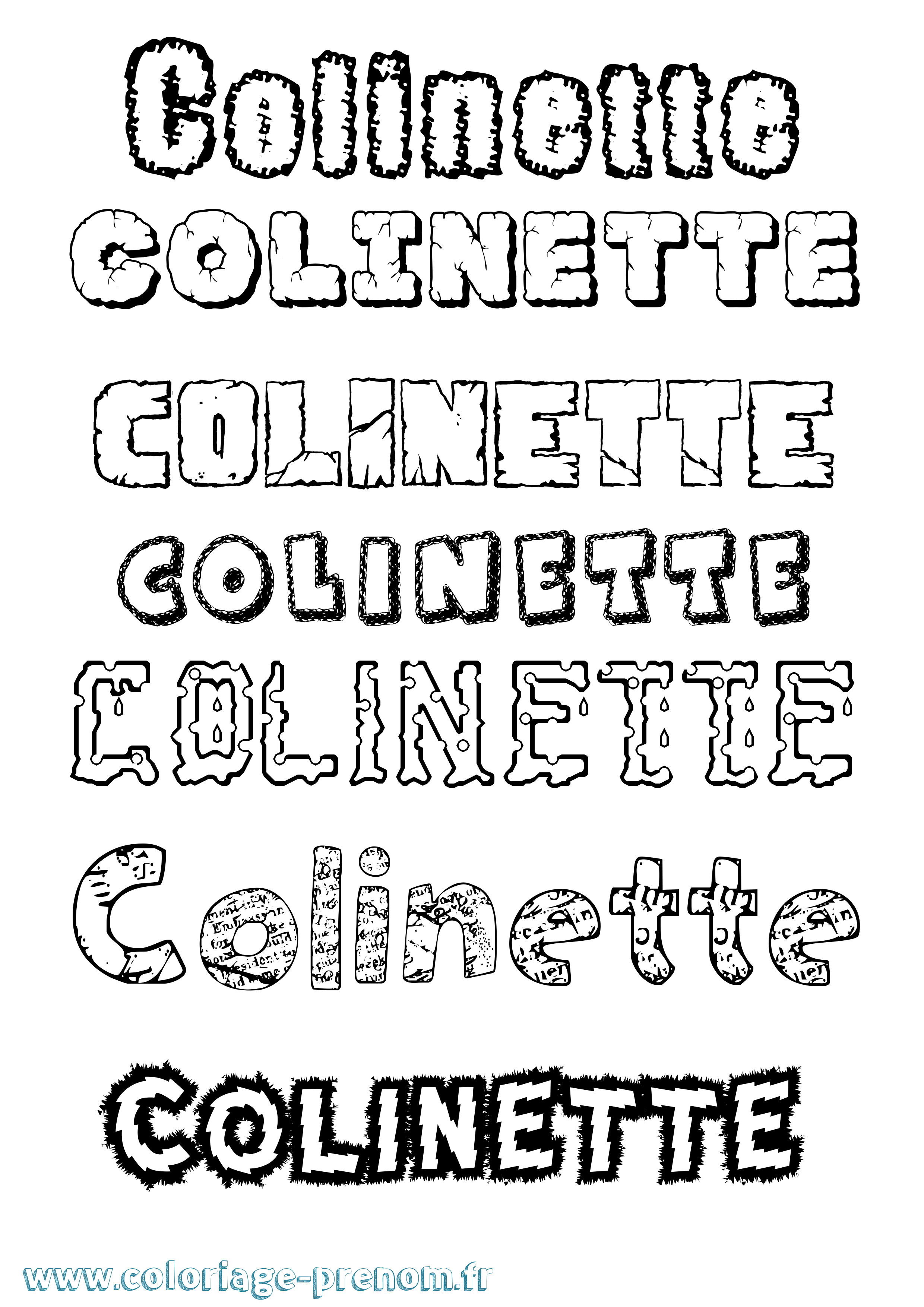 Coloriage prénom Colinette Destructuré