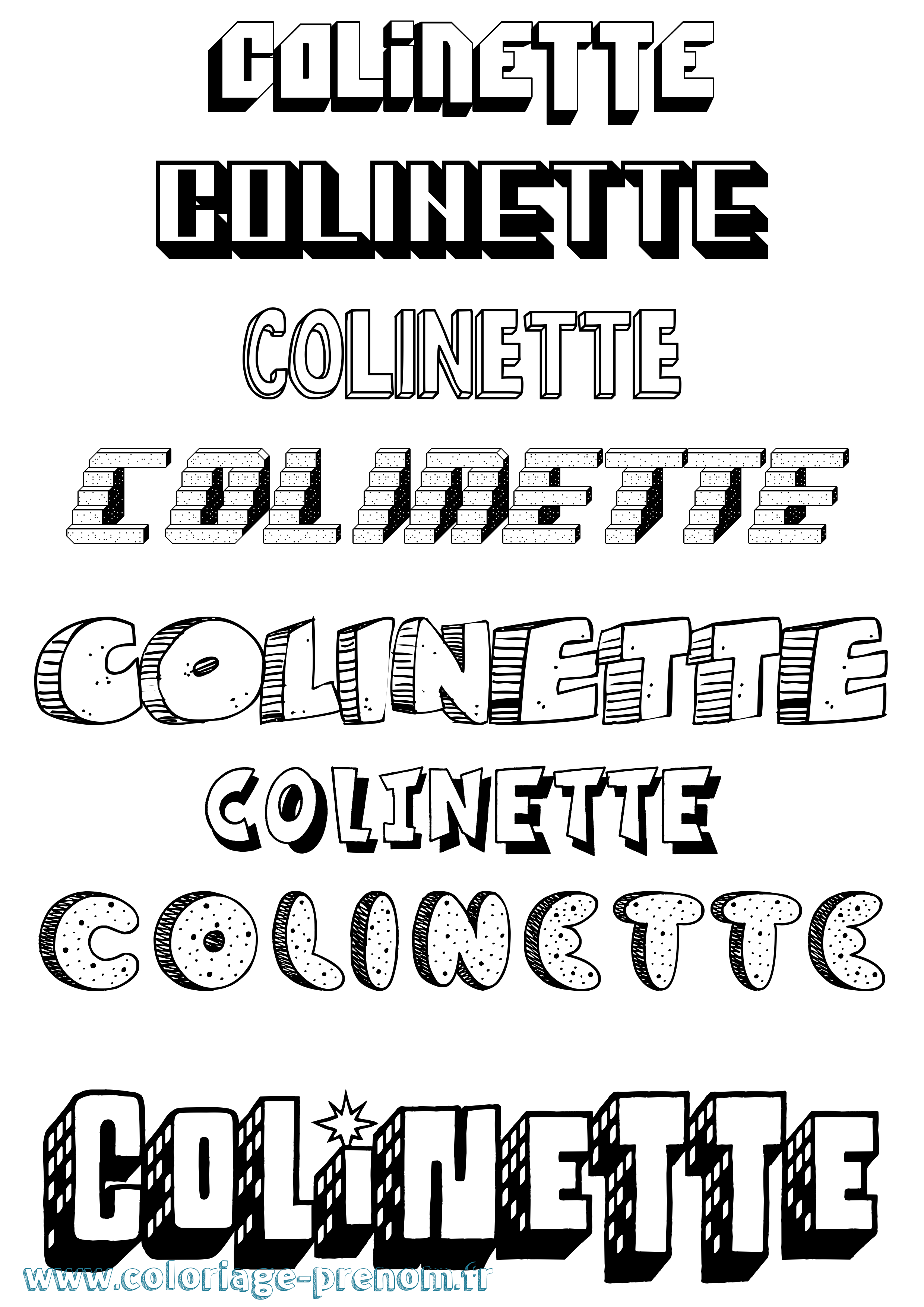 Coloriage prénom Colinette Effet 3D