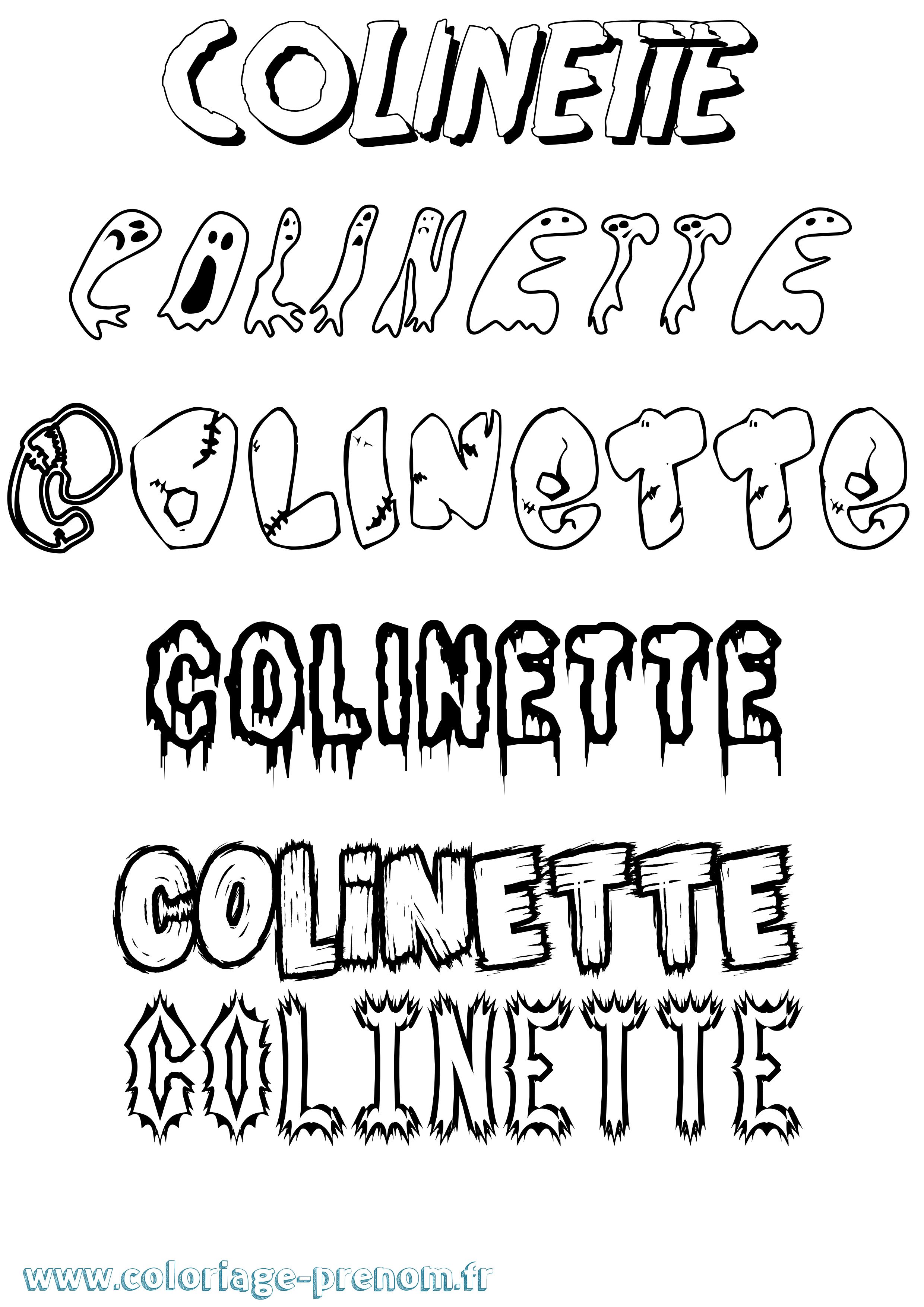 Coloriage prénom Colinette Frisson