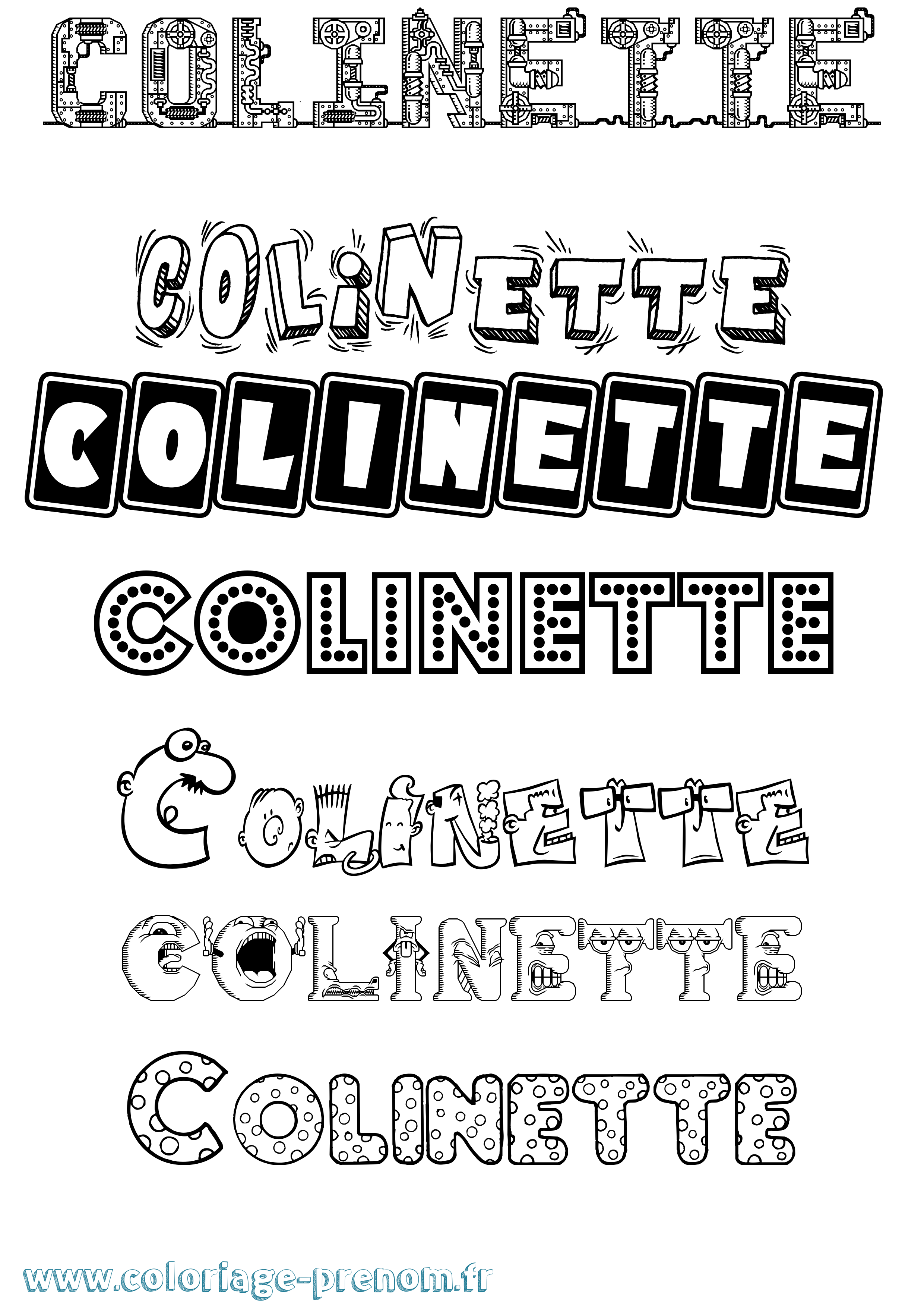 Coloriage prénom Colinette Fun