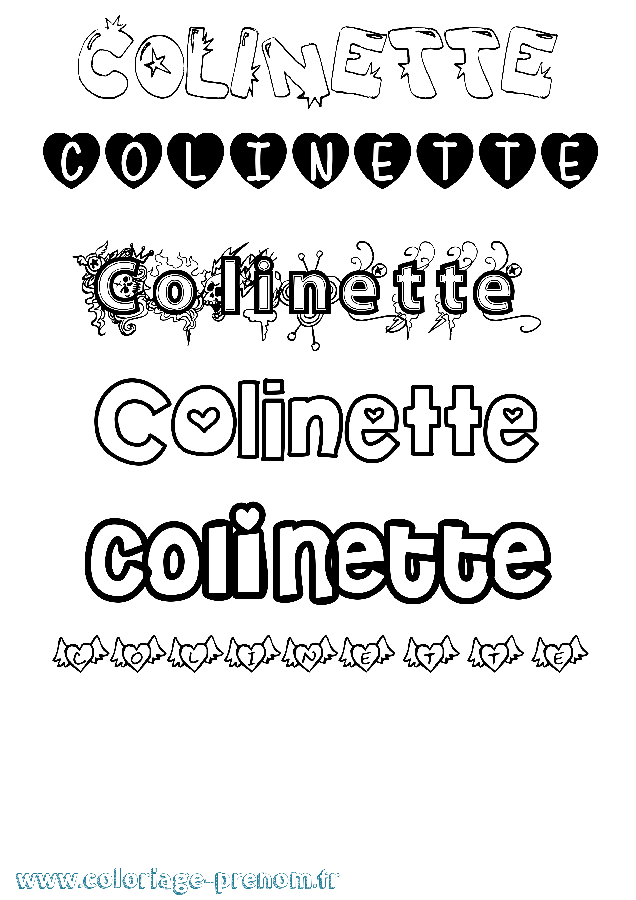 Coloriage prénom Colinette Girly