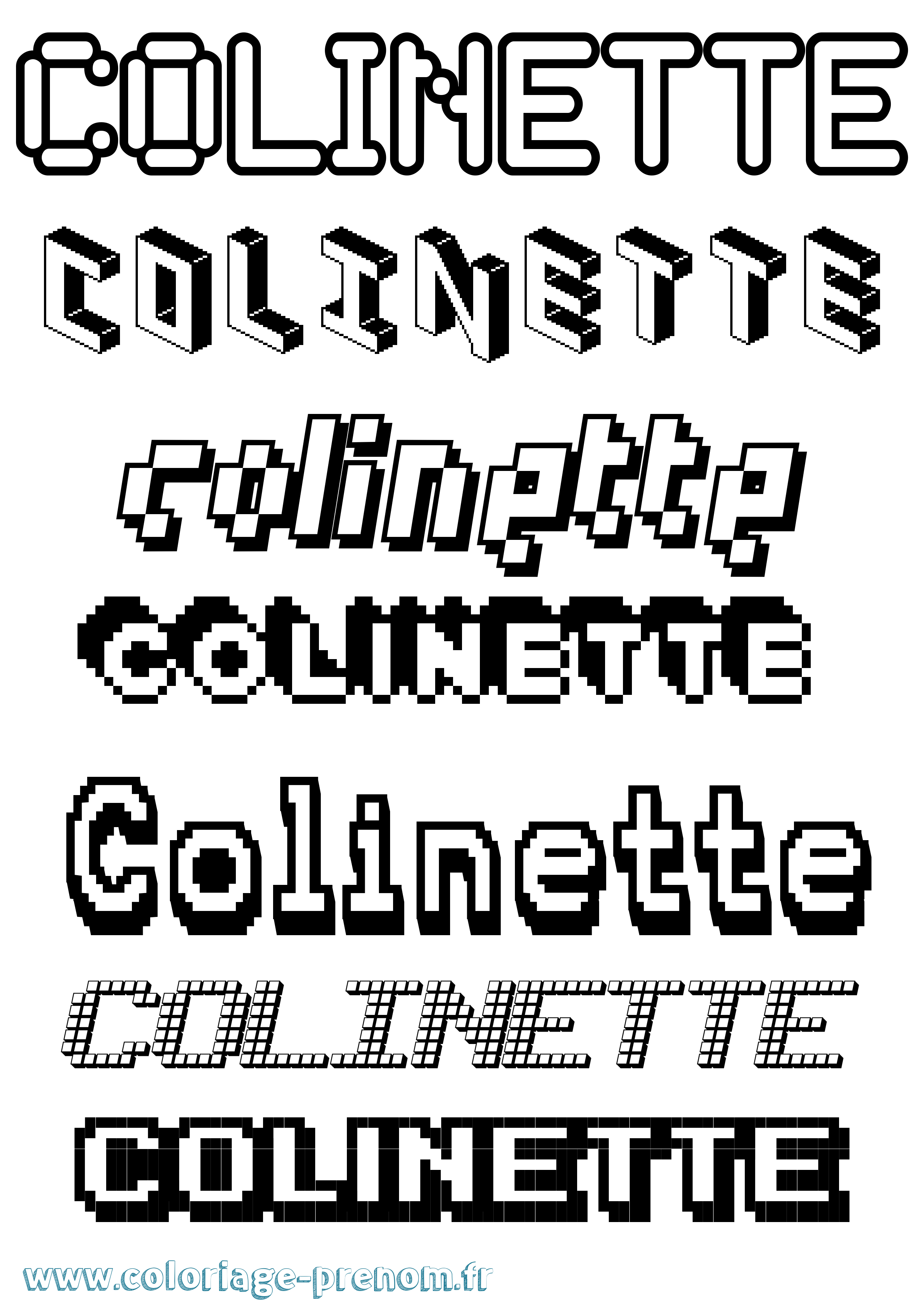 Coloriage prénom Colinette Pixel