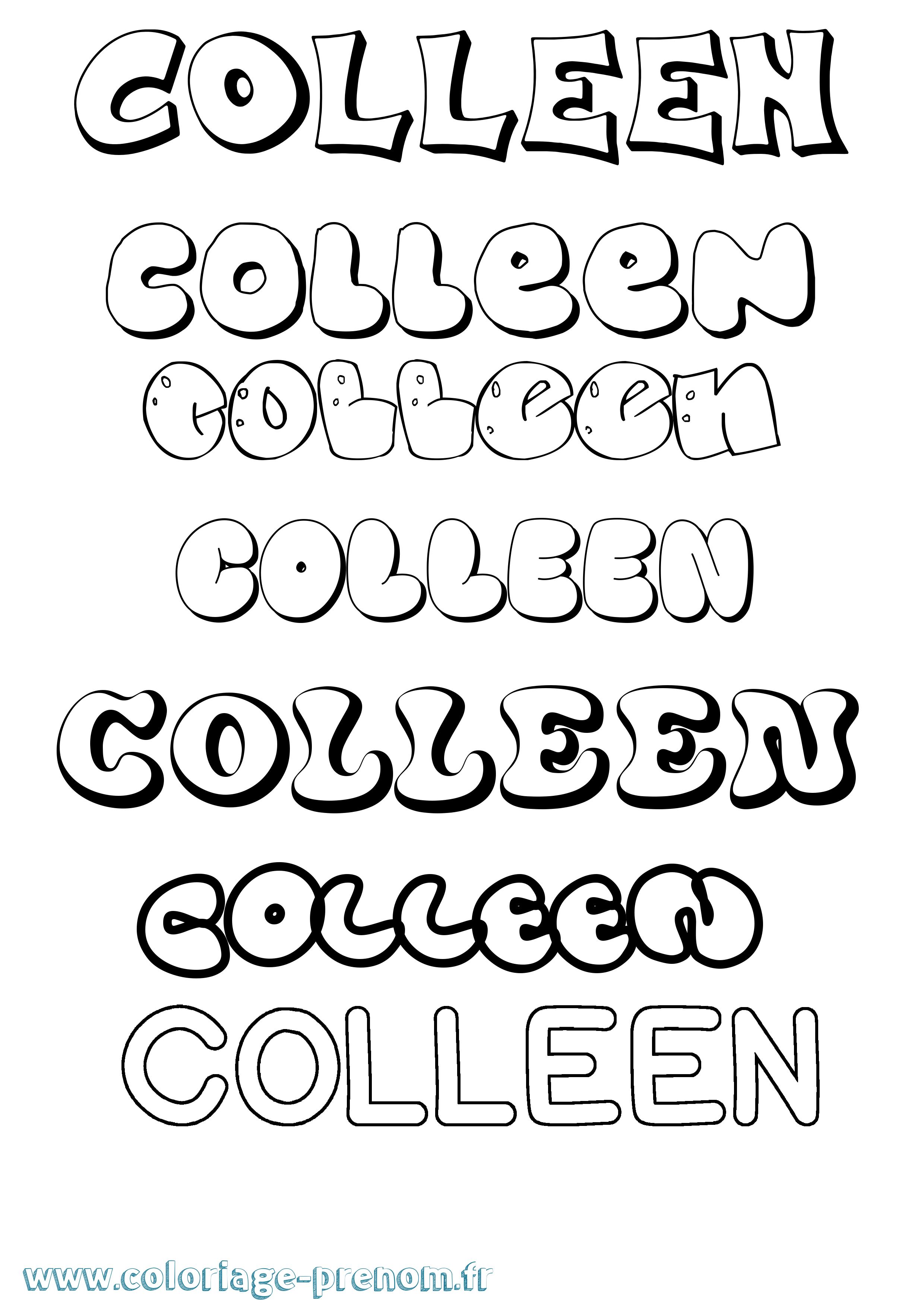 Coloriage prénom Colleen Bubble