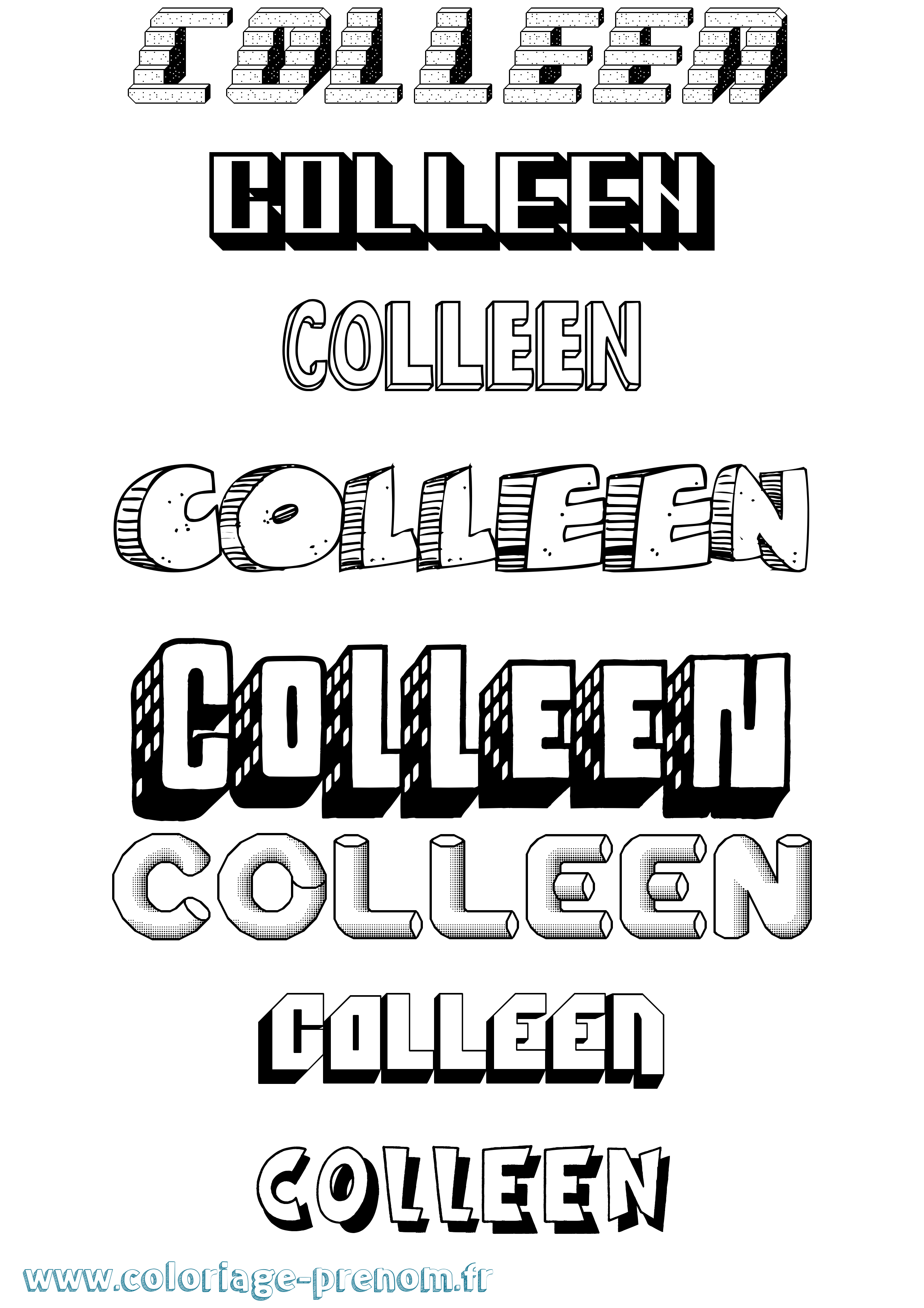 Coloriage prénom Colleen Effet 3D