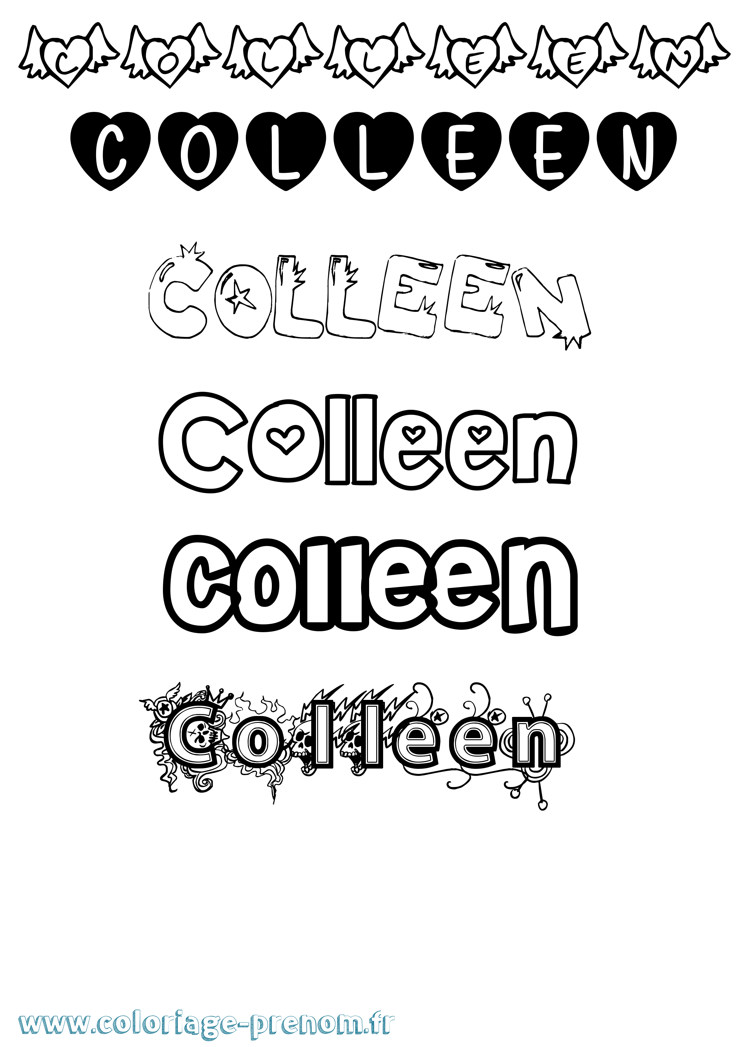Coloriage prénom Colleen Girly