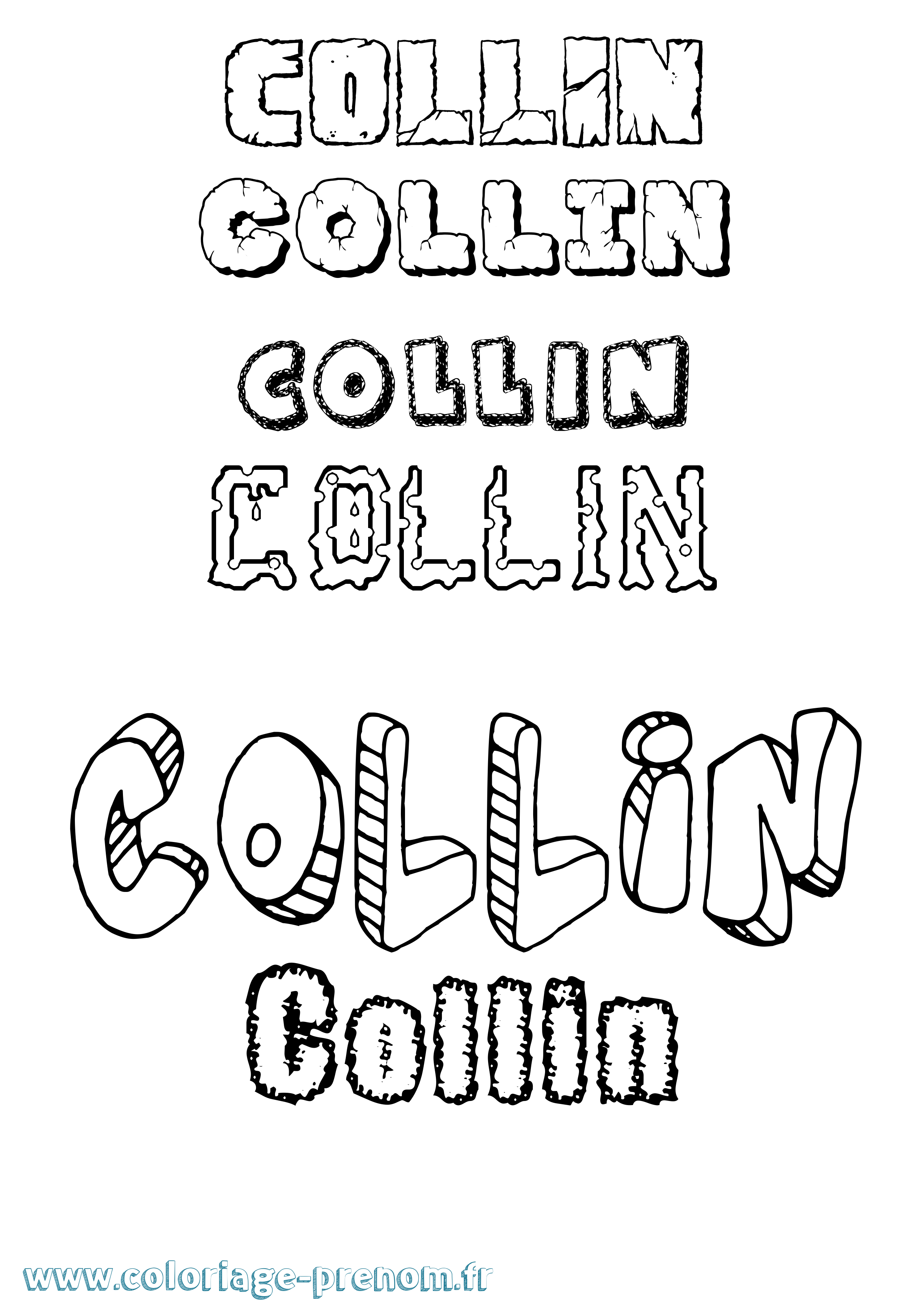 Coloriage prénom Collin Destructuré