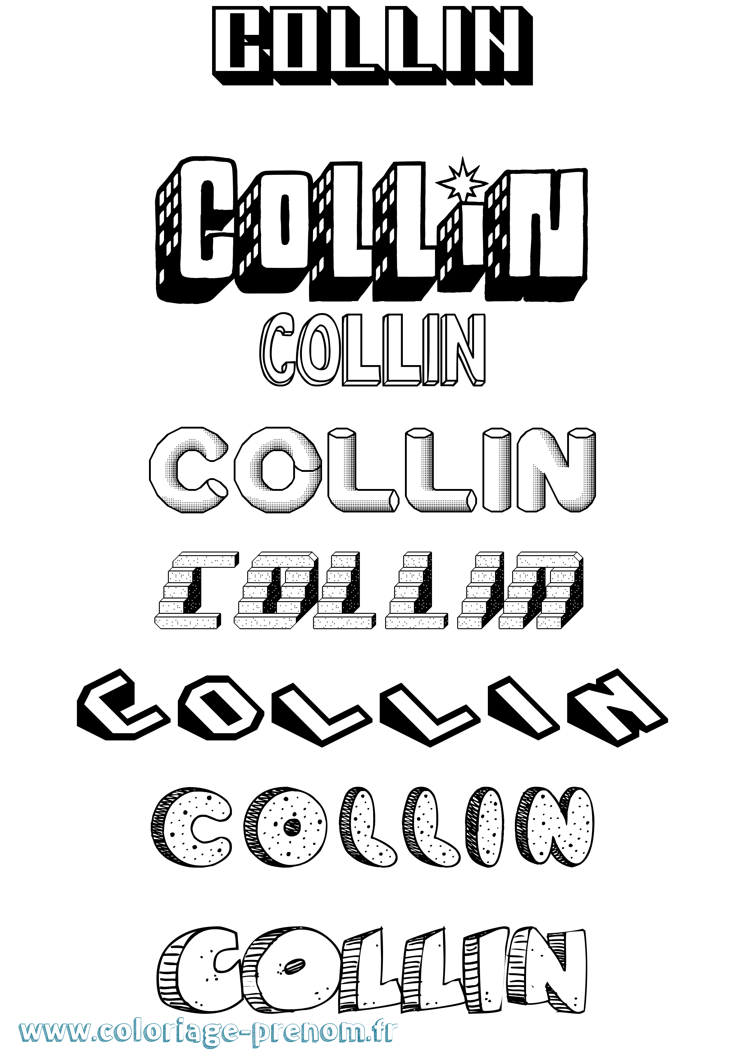 Coloriage prénom Collin Effet 3D
