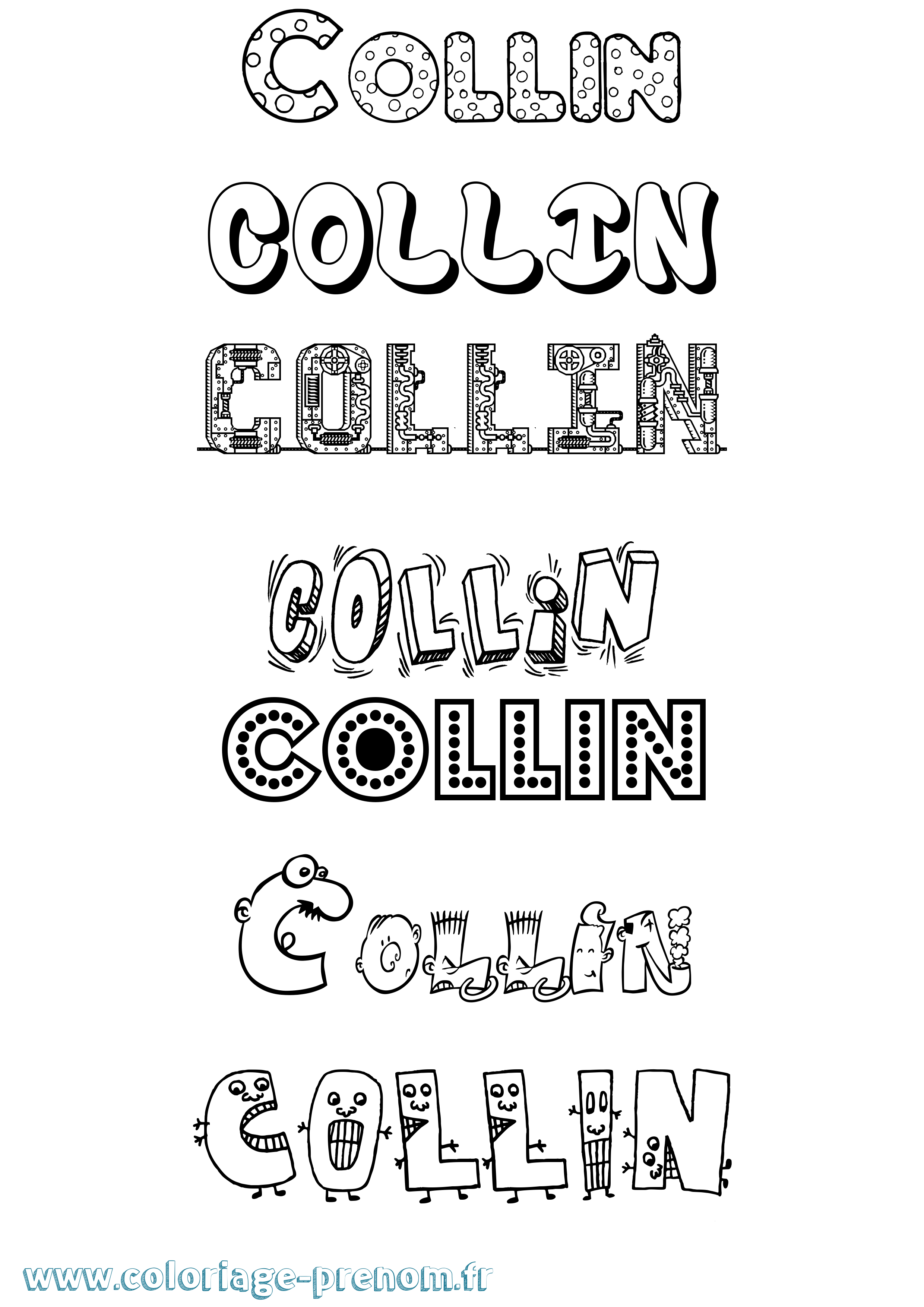 Coloriage prénom Collin Fun