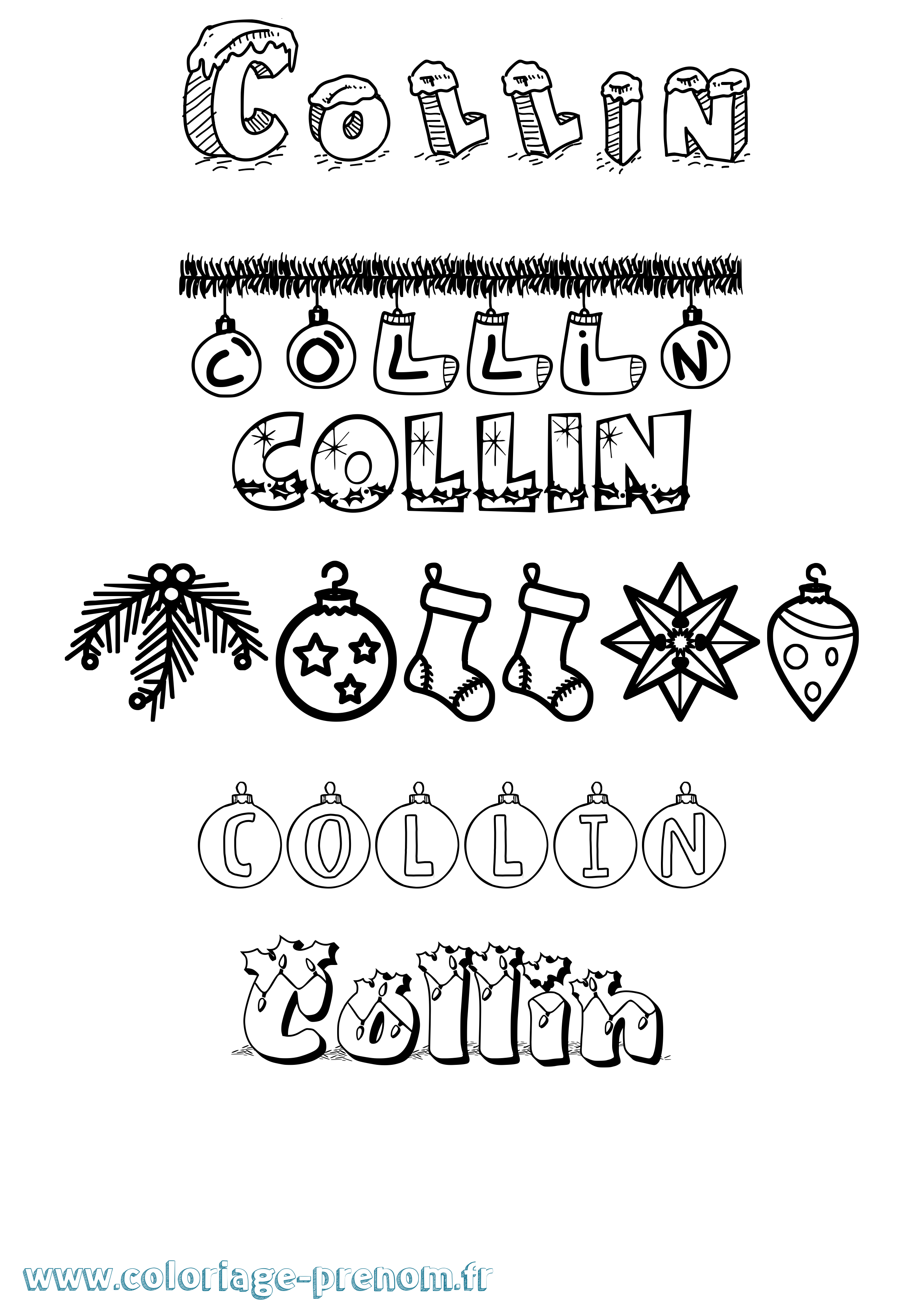 Coloriage prénom Collin Noël