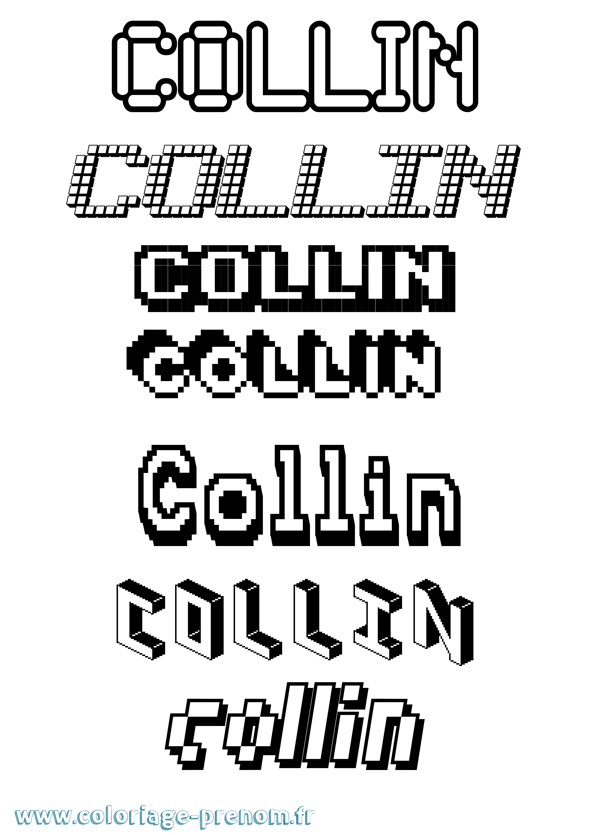 Coloriage prénom Collin Pixel