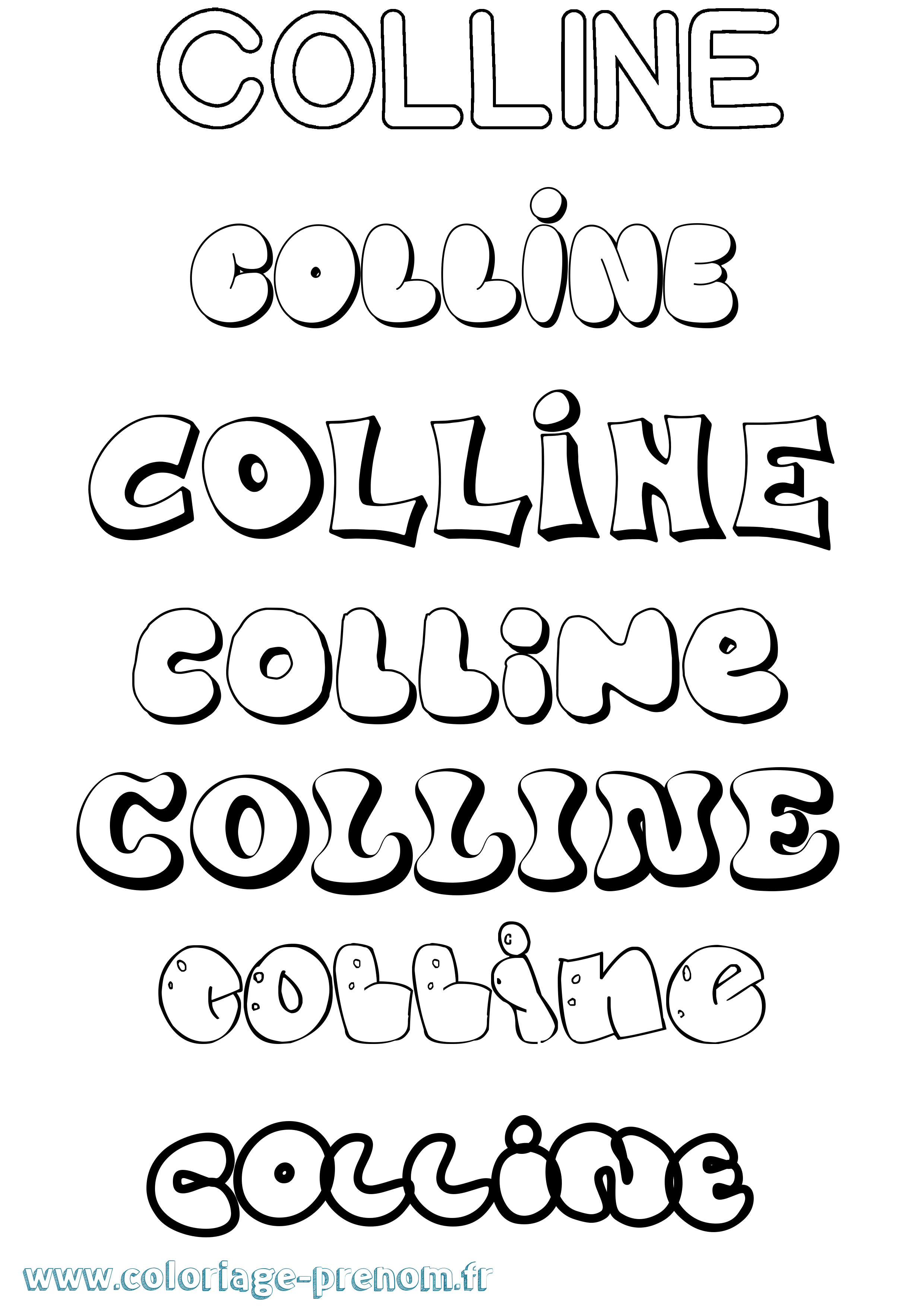 Coloriage prénom Colline Bubble