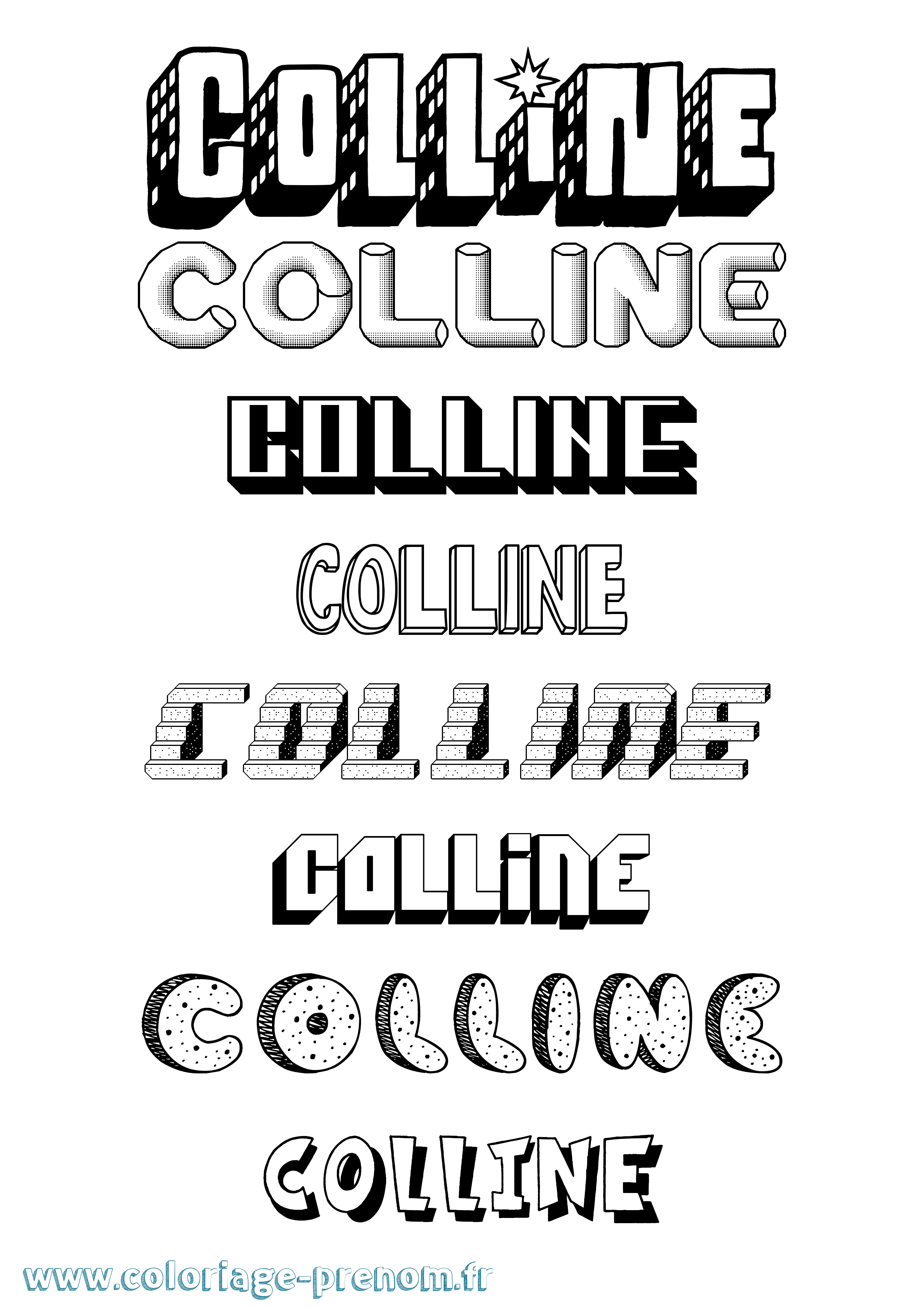 Coloriage prénom Colline Effet 3D
