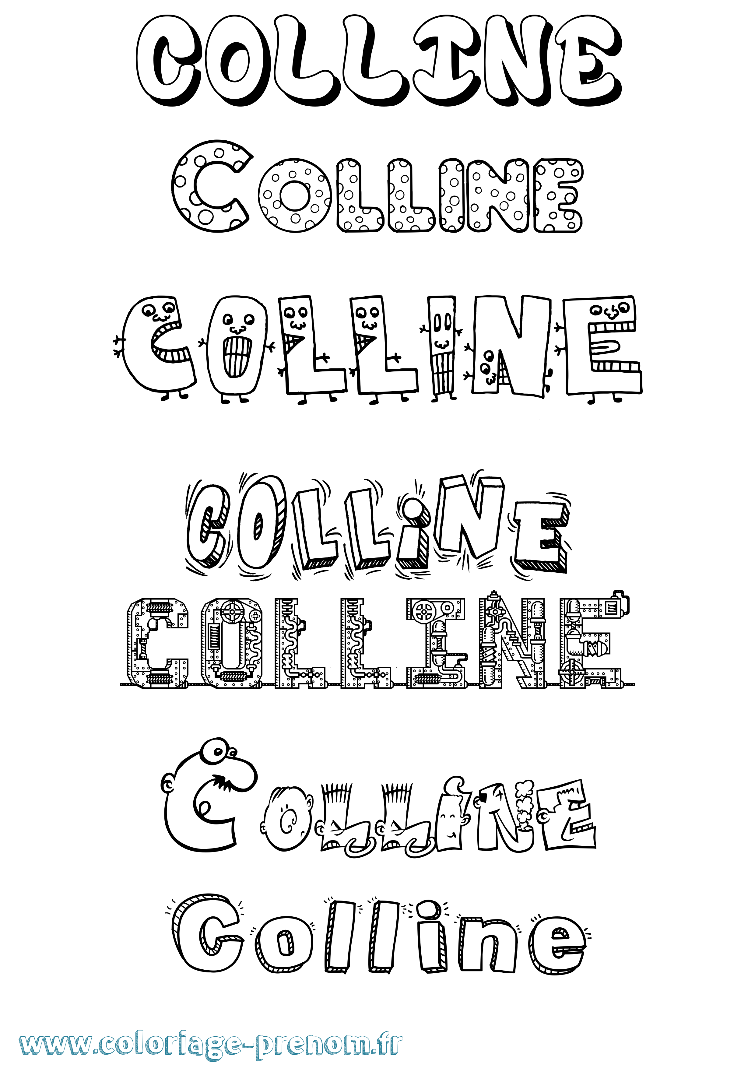 Coloriage prénom Colline Fun