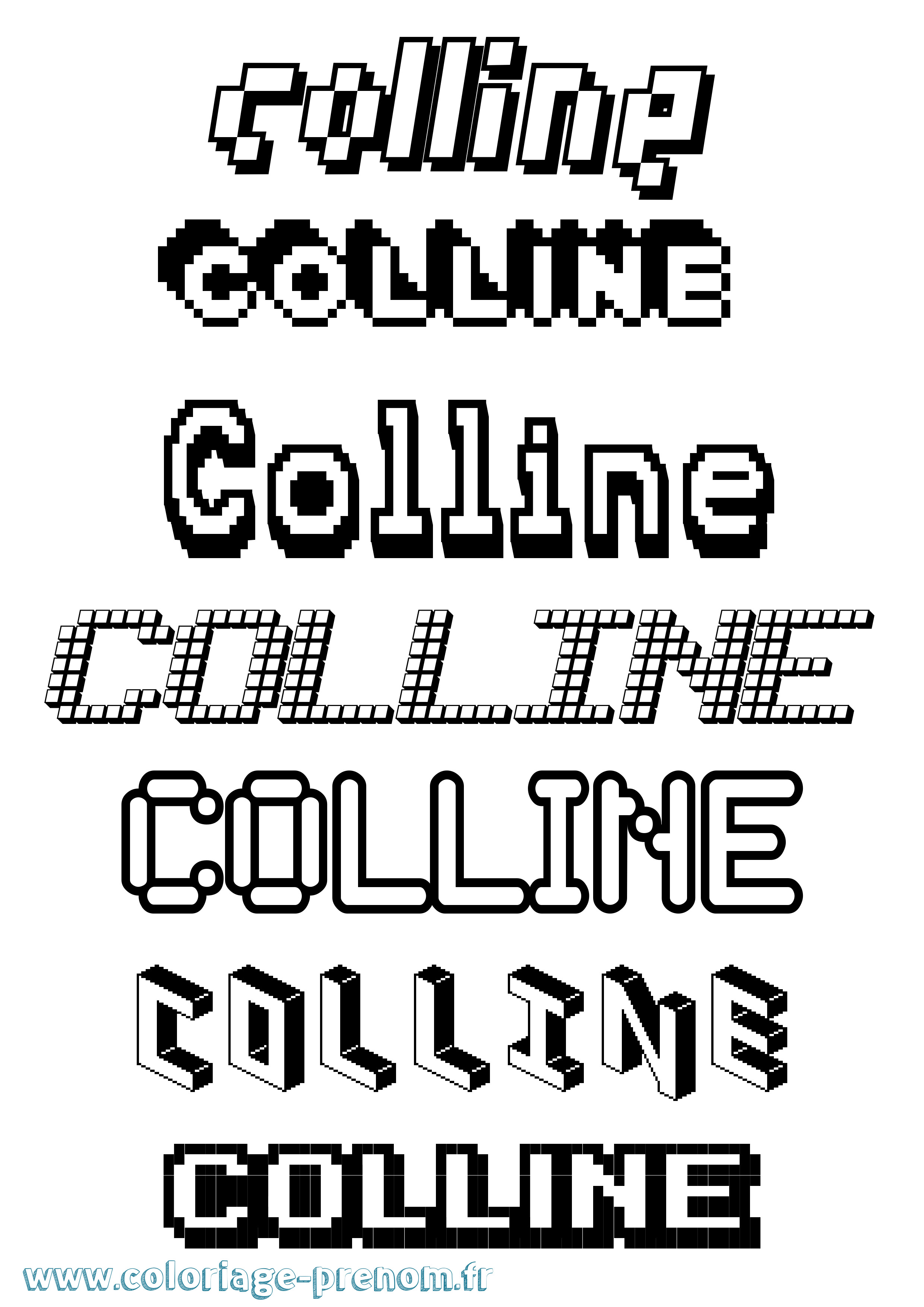 Coloriage prénom Colline Pixel