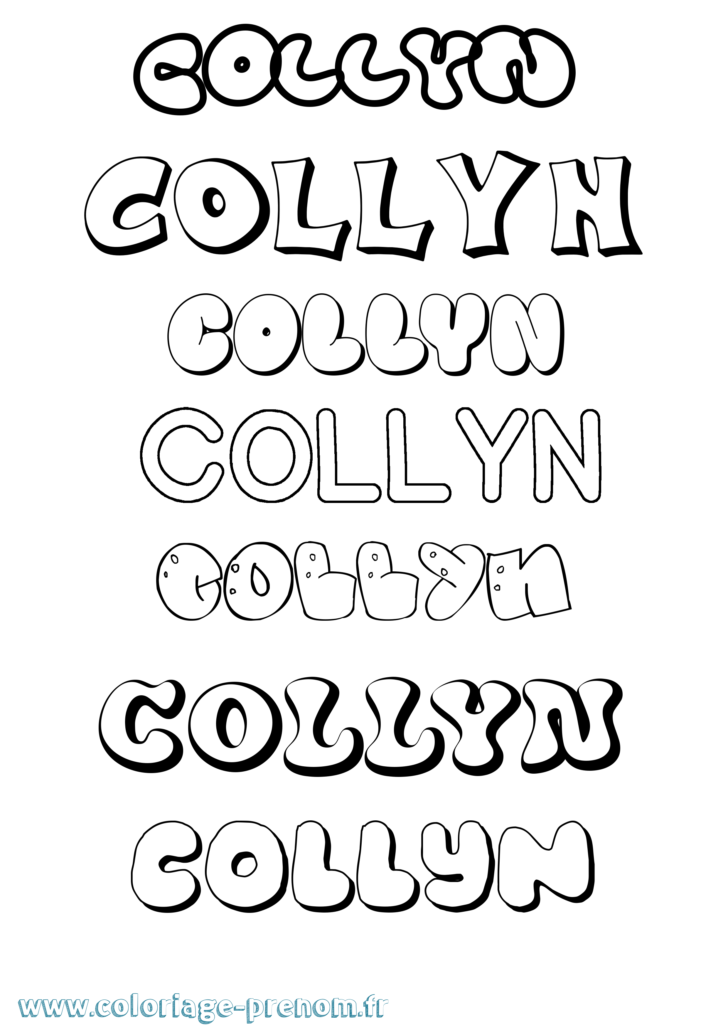 Coloriage prénom Collyn Bubble