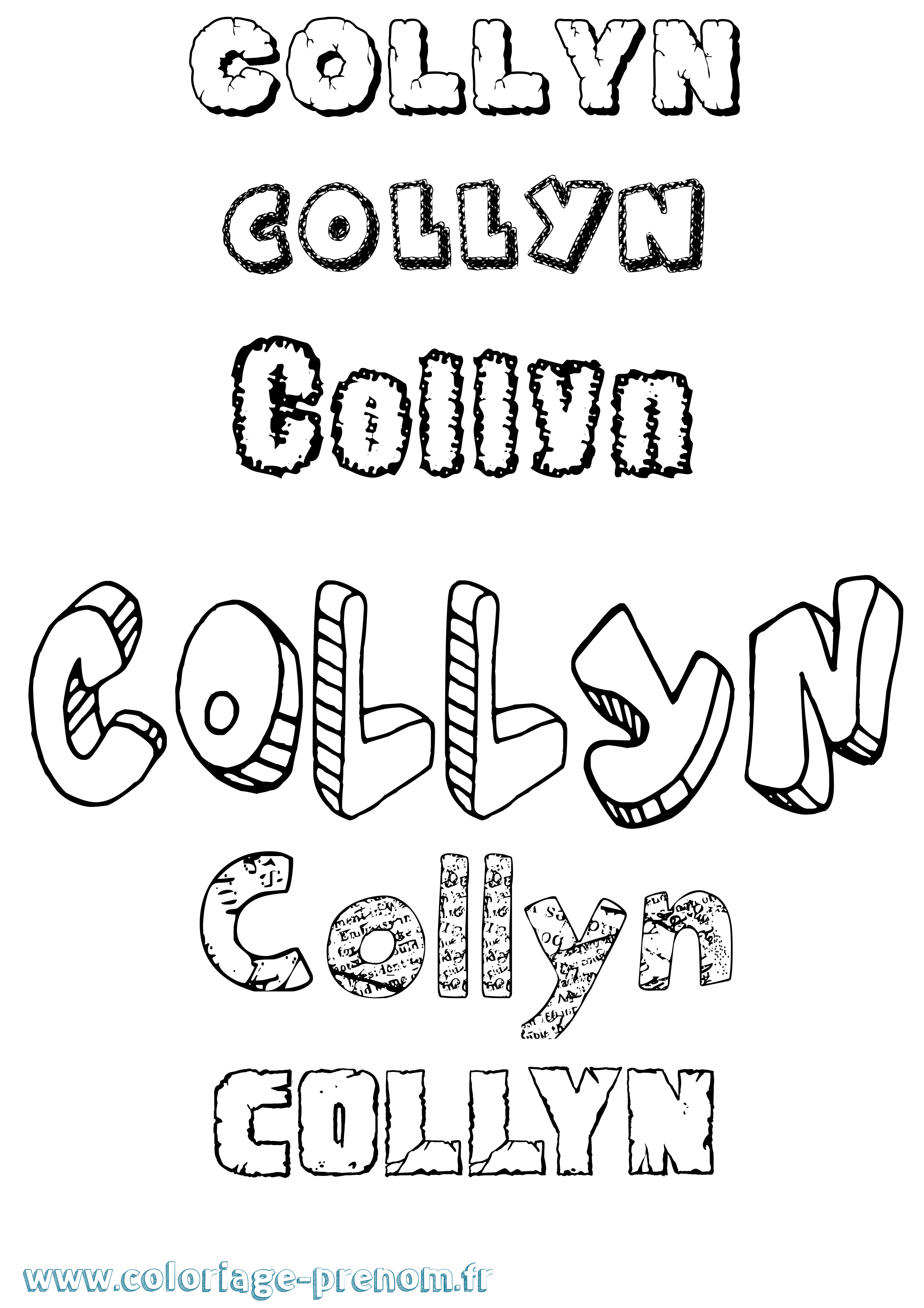 Coloriage prénom Collyn Destructuré