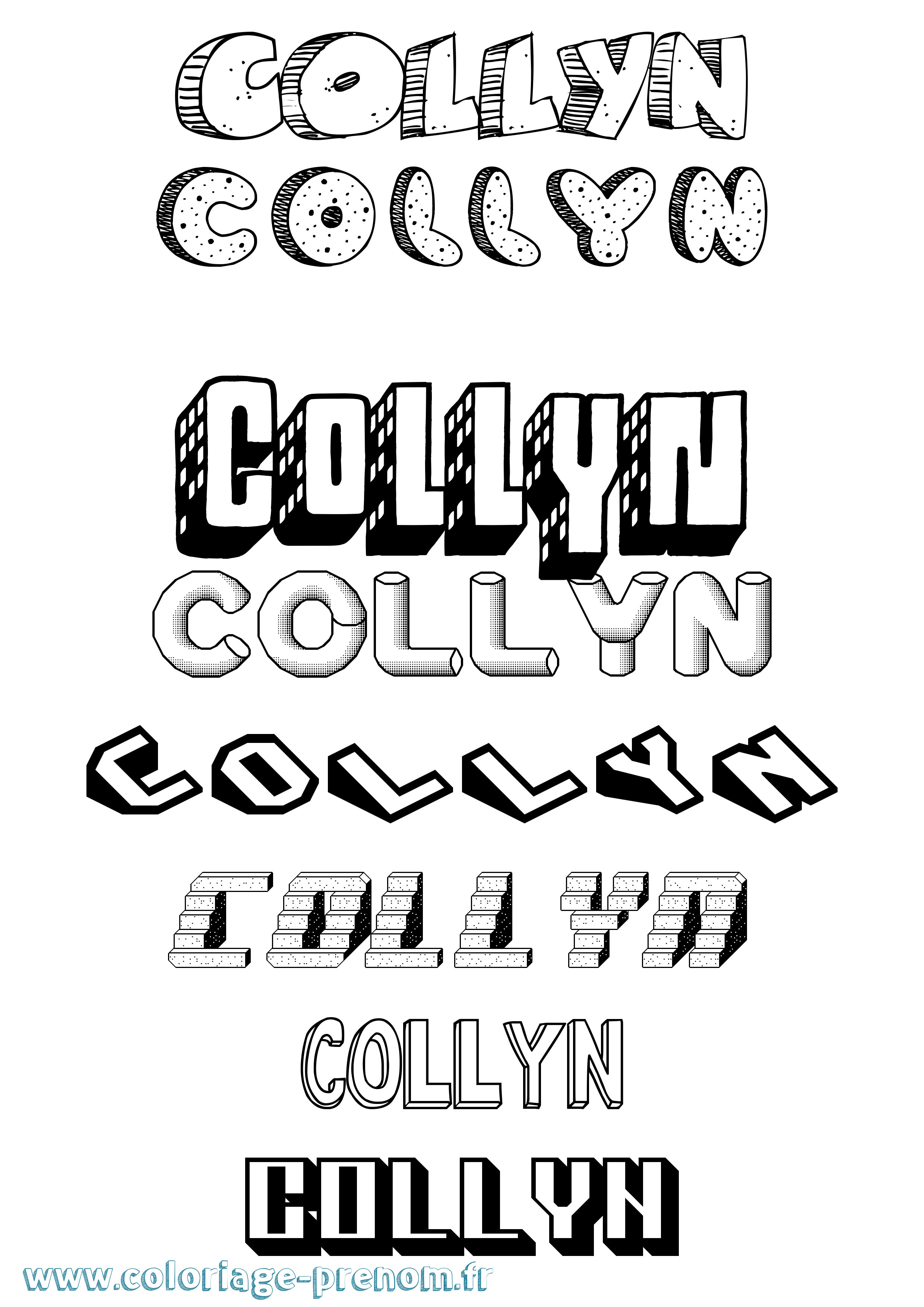 Coloriage prénom Collyn Effet 3D