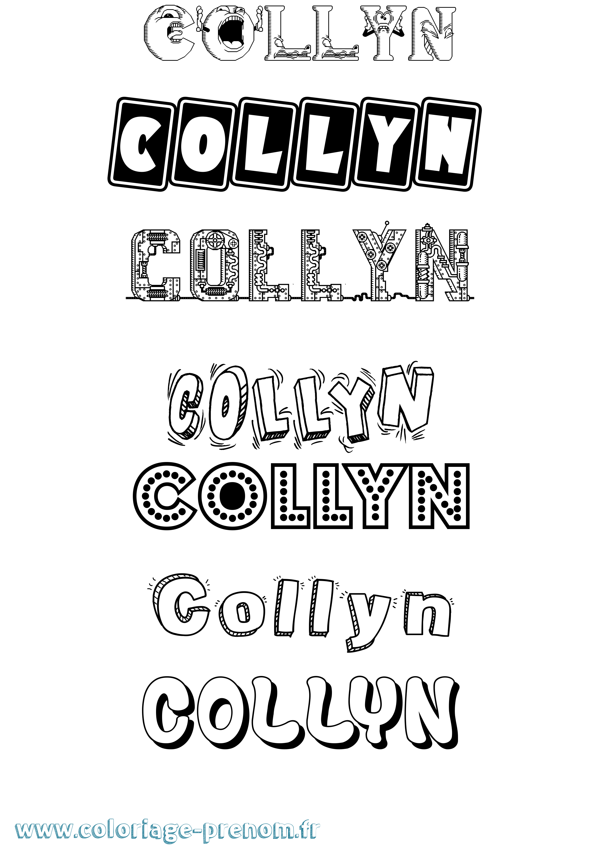 Coloriage prénom Collyn Fun